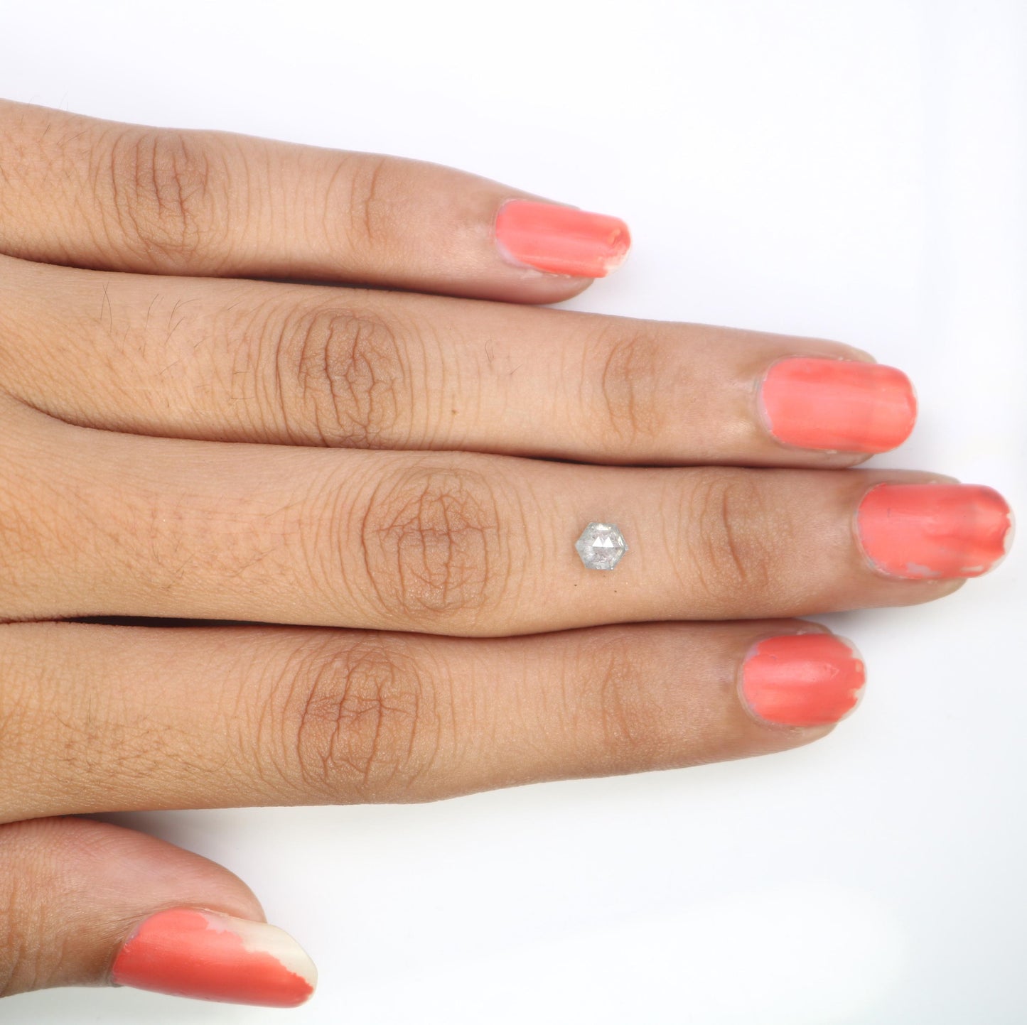 0.45 CT Hexagon Salt and Pepper Diamond | Loose Grey Earth-Mined Gem | Elegant Rose Cut | Extraordinary Gift for Special Occasions