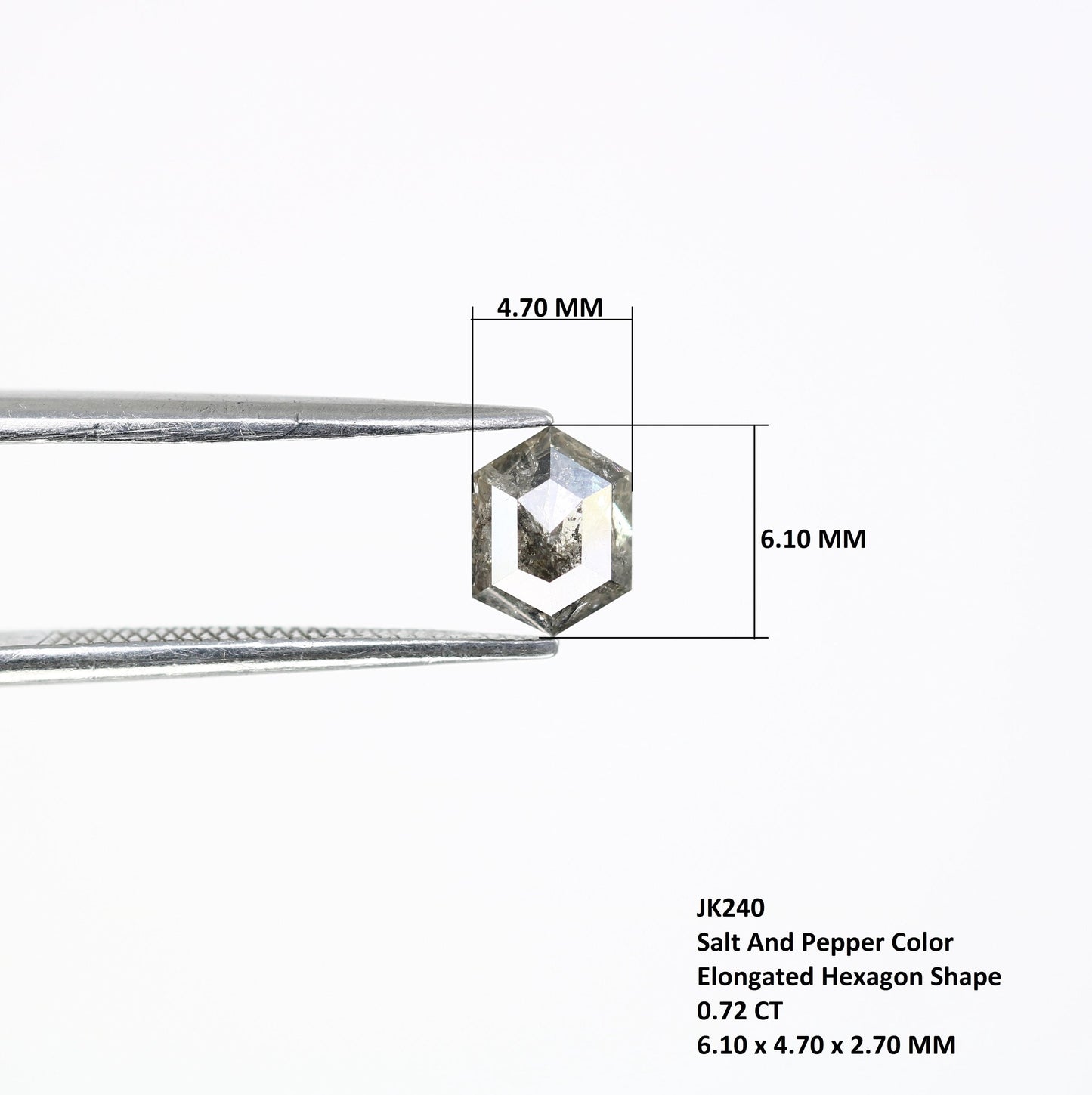 0.72 CT Hexagon Diamond | Loose Natural Salt and Pepper Gem | Ethically Sourced Grey Stone | Ideal for Bespoke Jewelry and Special Gifts