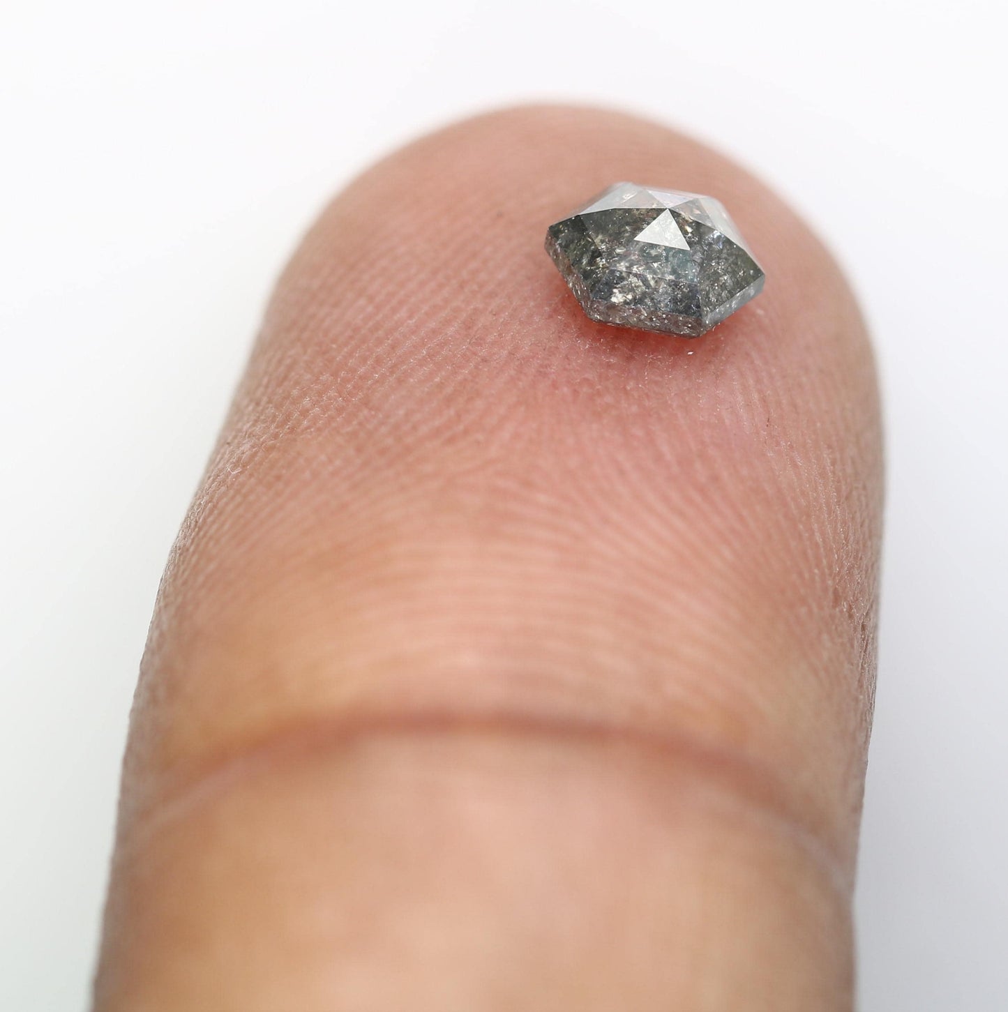 0.58 CT Hexagon Diamond | Loose Natural Salt and Pepper Gem | Sourced Grey Stone | Perfect for Custom Engagement Rings Distinctive Jewelry