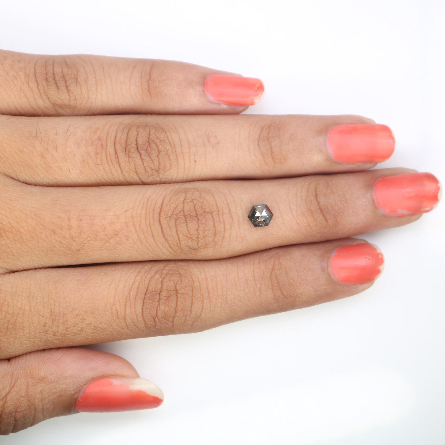 0.58 CT Hexagon Diamond | Loose Natural Salt and Pepper Gem | Sourced Grey Stone | Perfect for Custom Engagement Rings Distinctive Jewelry