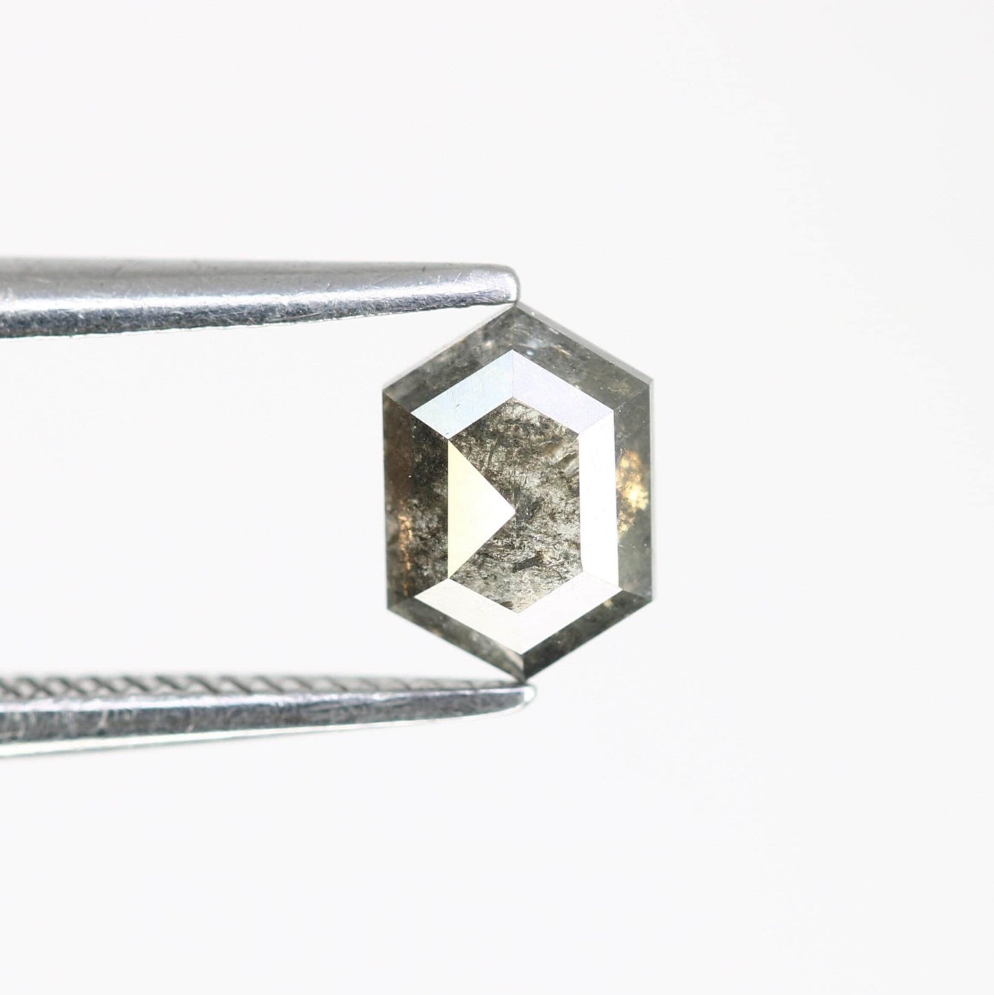 0.67 CT Elongated Hexagon Salt and Pepper Diamond | Loose Grey Natural Gem | Distinctive Rose Cut | Unique Gift for Cherished Moments