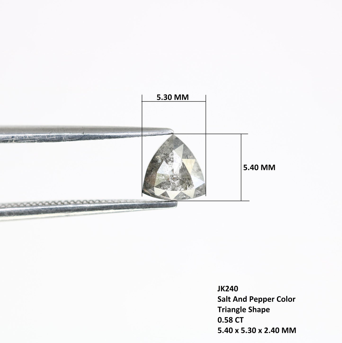 0.58 CT Triangle Salt and Pepper Diamond | Loose Grey Natural Stone | Earth-Mined Gem | Perfect Unique Gift for Jewelry Lovers
