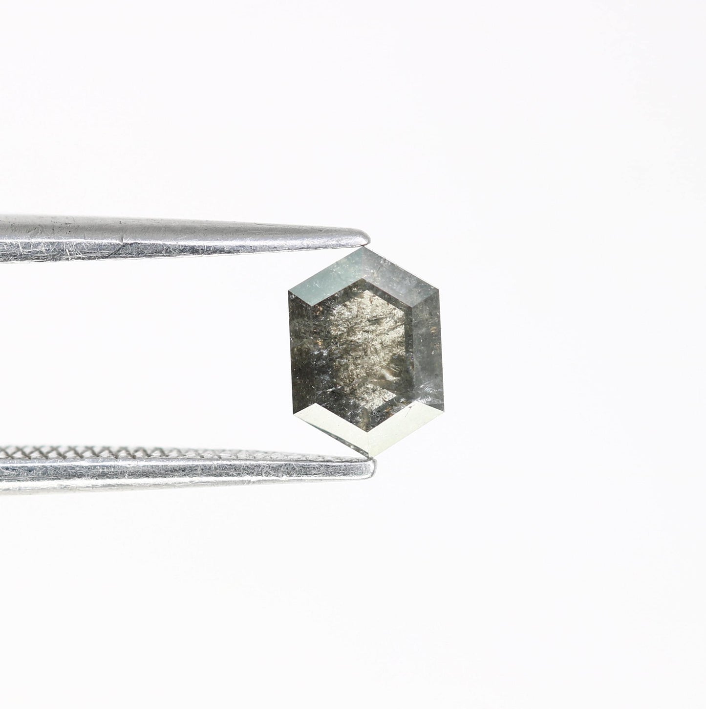 0.67 CT Elongated Hexagon Salt and Pepper Diamond | Loose Grey Natural Gem | Distinctive Rose Cut | Unique Gift for Cherished Moments