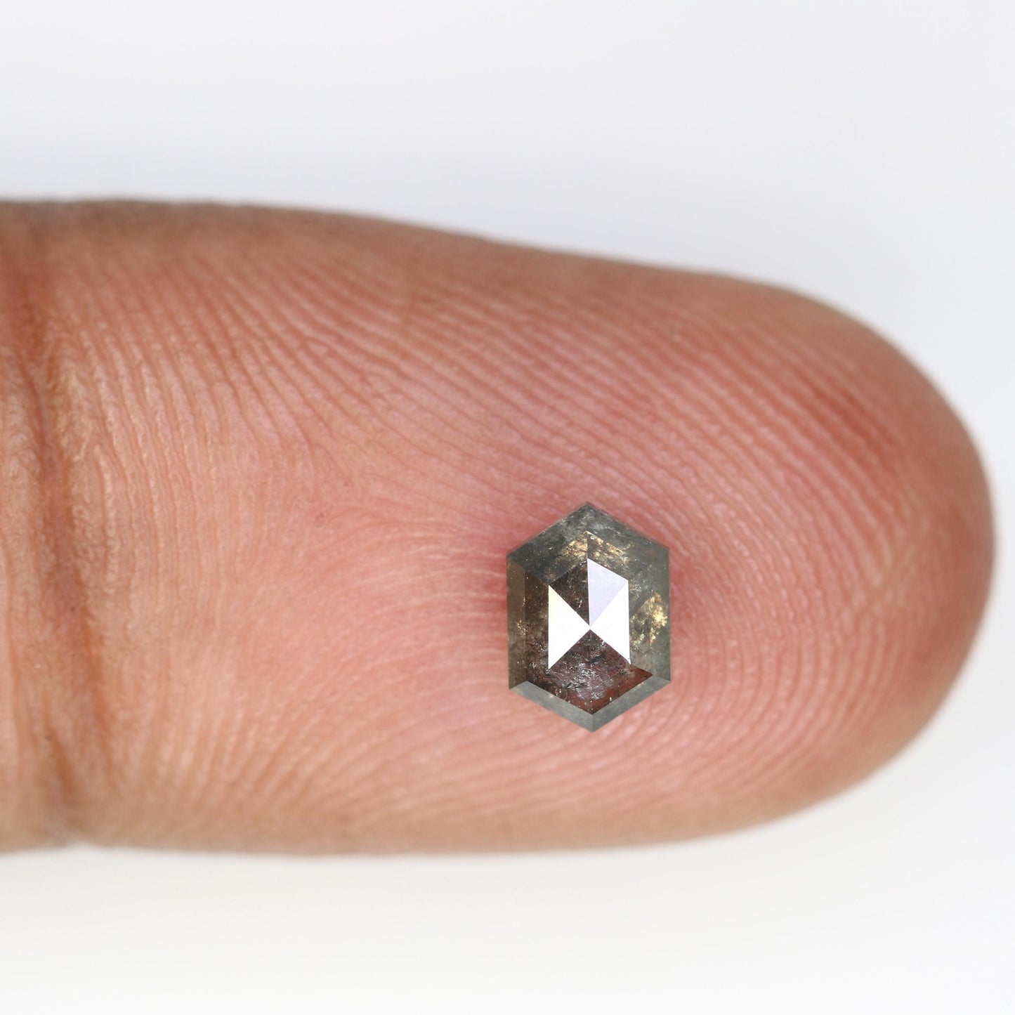 0.67 CT Elongated Hexagon Salt and Pepper Diamond | Loose Grey Natural Gem | Distinctive Rose Cut | Unique Gift for Cherished Moments