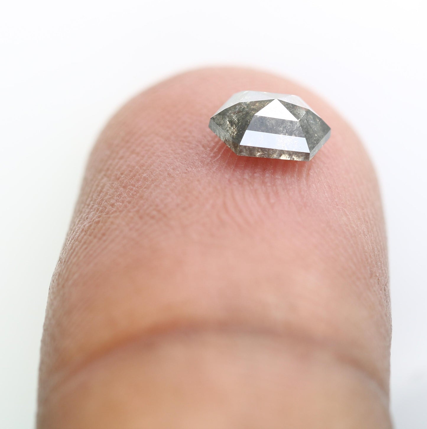 0.67 CT Elongated Hexagon Salt and Pepper Diamond | Loose Grey Natural Gem | Distinctive Rose Cut | Unique Gift for Cherished Moments