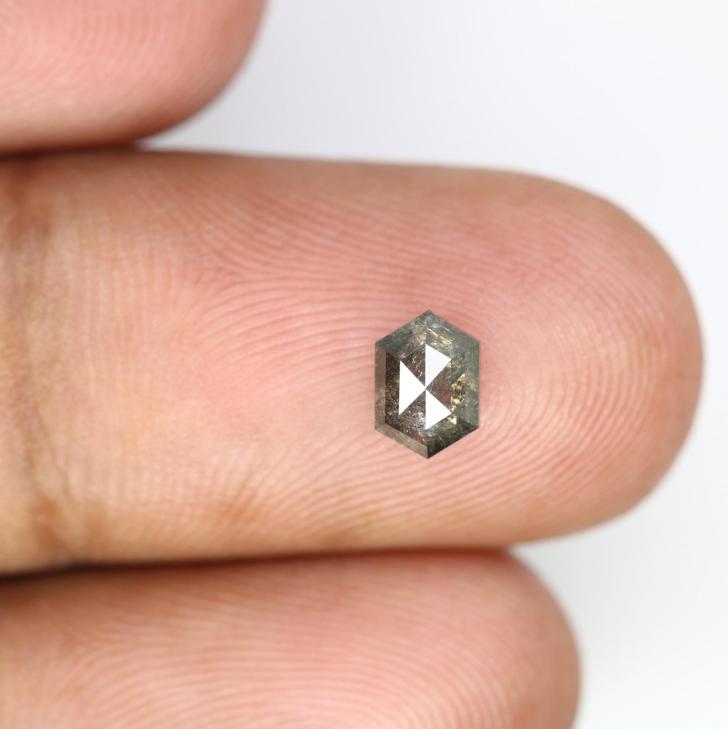 0.67 CT Elongated Hexagon Salt and Pepper Diamond | Loose Grey Natural Gem | Distinctive Rose Cut | Unique Gift for Cherished Moments
