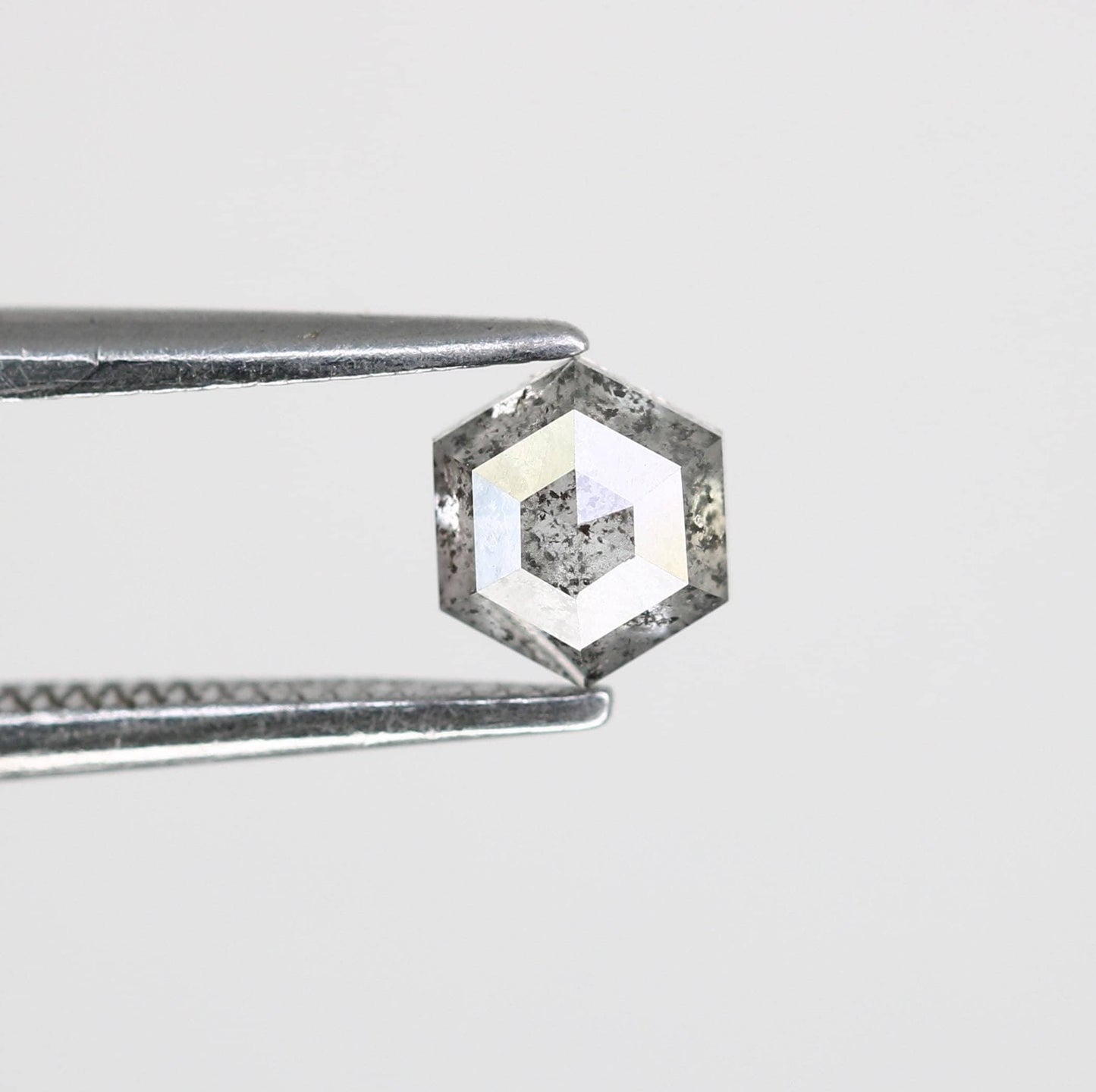 0.51 CT Hexagon Cut Salt and Pepper Diamond | Loose Natural Grey Stone | Mined Gem | Unique Gift for Engagements and Custom Jewelry