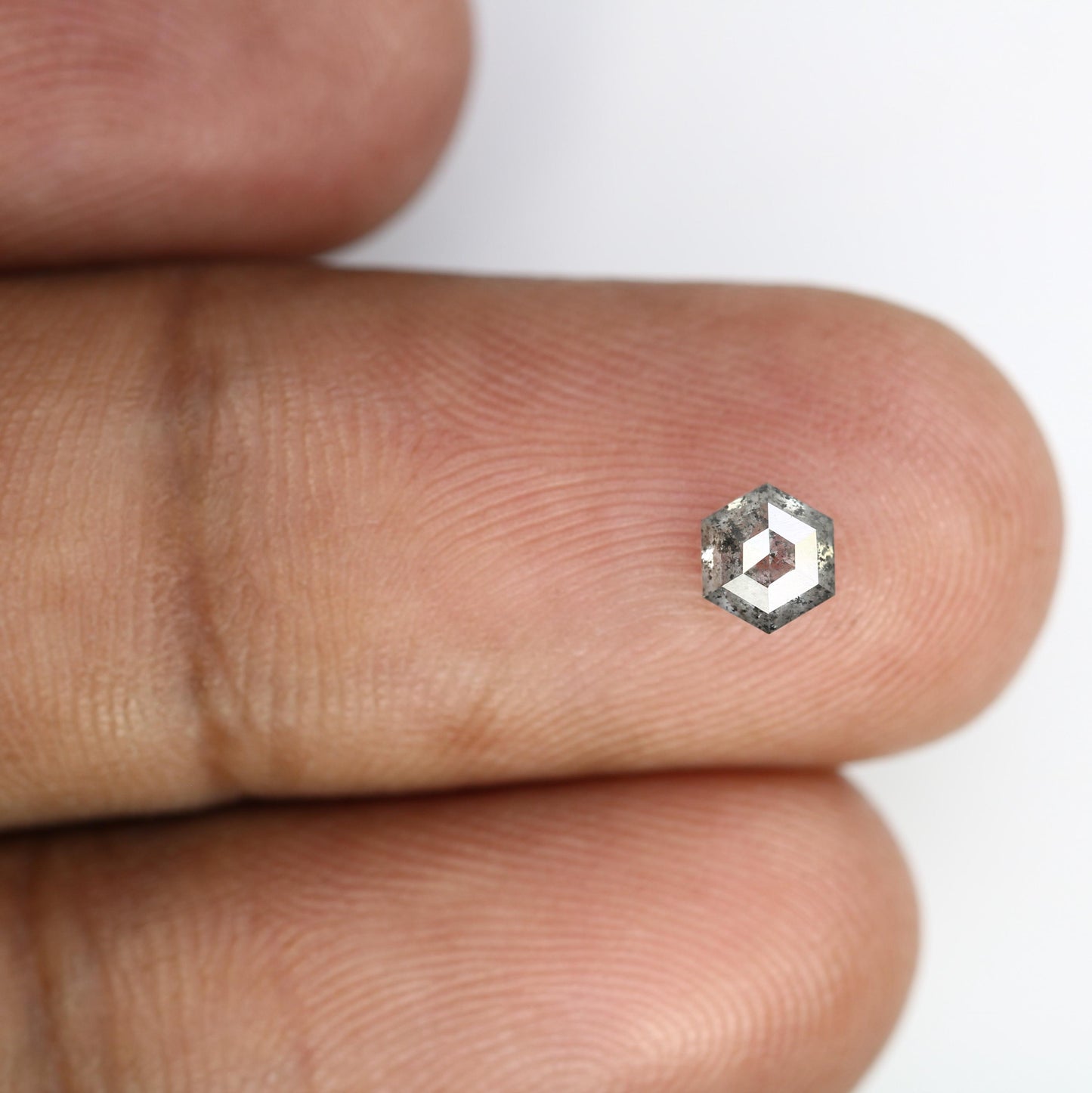 0.51 CT Hexagon Cut Salt and Pepper Diamond | Loose Natural Grey Stone | Mined Gem | Unique Gift for Engagements and Custom Jewelry