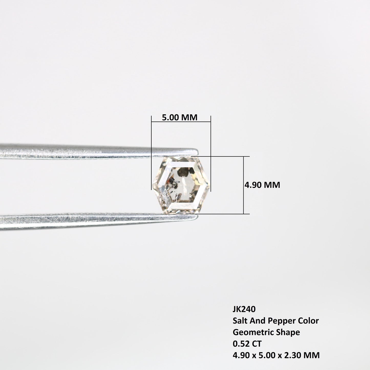 0.52 CT Octagon-Shaped Salt and Pepper Diamond | Loose Natural Grey Gemstone | Unique Earth-Mined Stone for Custom Engagement Rings