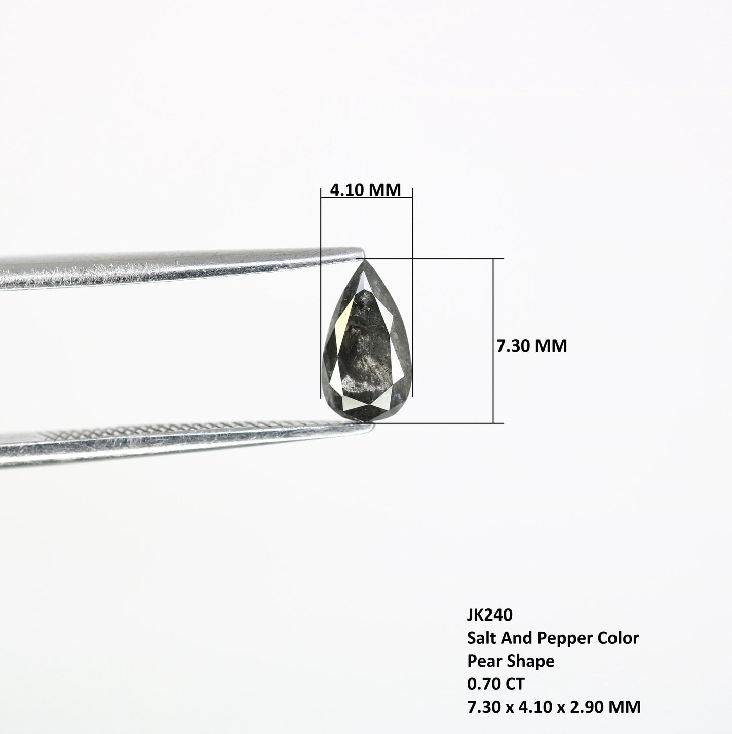 0.70 CT Black Pear Salt and Pepper Diamond | Loose Natural Gemstone | Earth-Mined Unique Stone | Perfect Gift for Custom Jewelry Designs