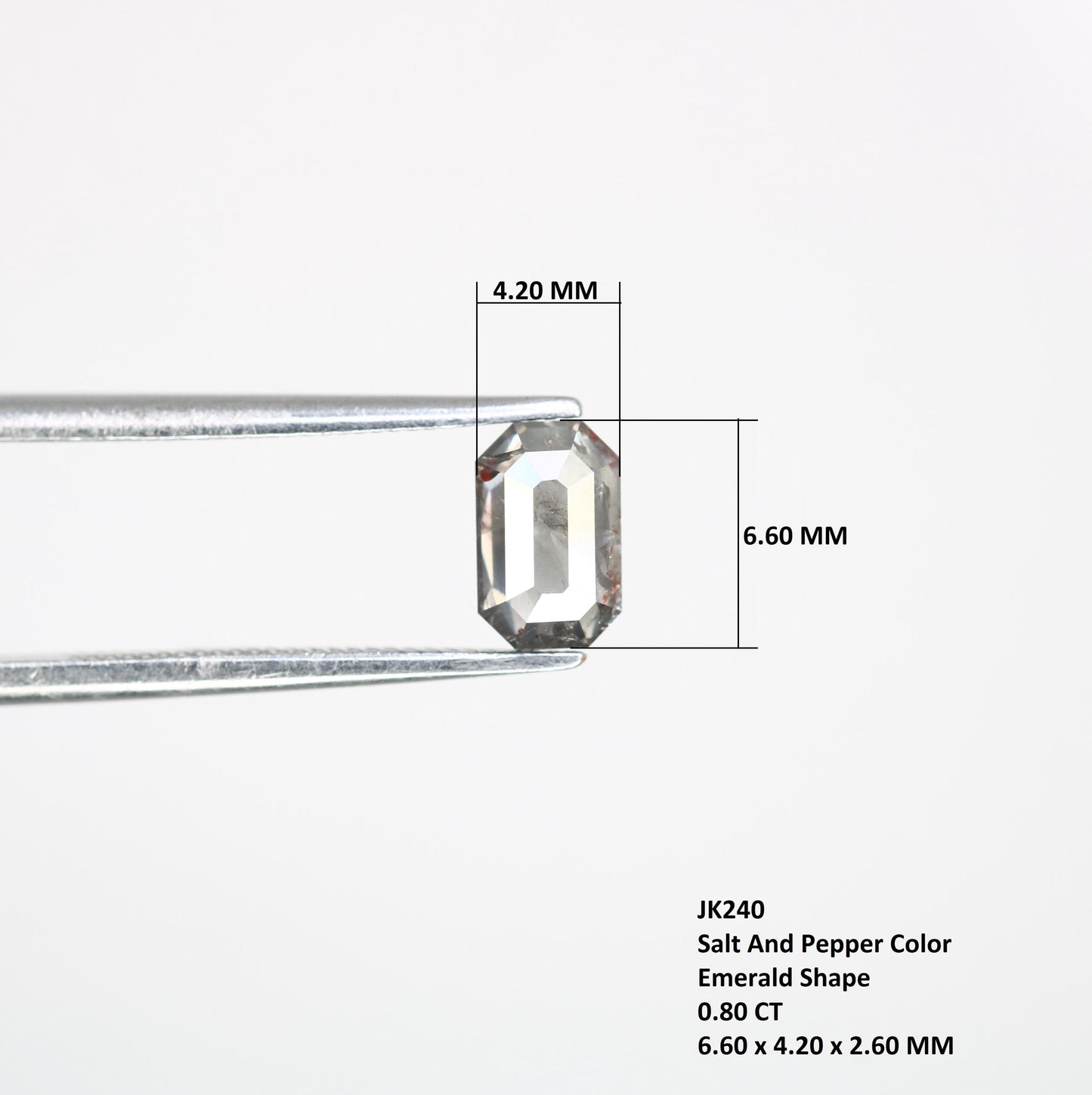 0.80 CT Emerald-Shaped Salt and Pepper Diamond | Unique Grey Gemstone | Loose Natural Stone for Custom Jewelry