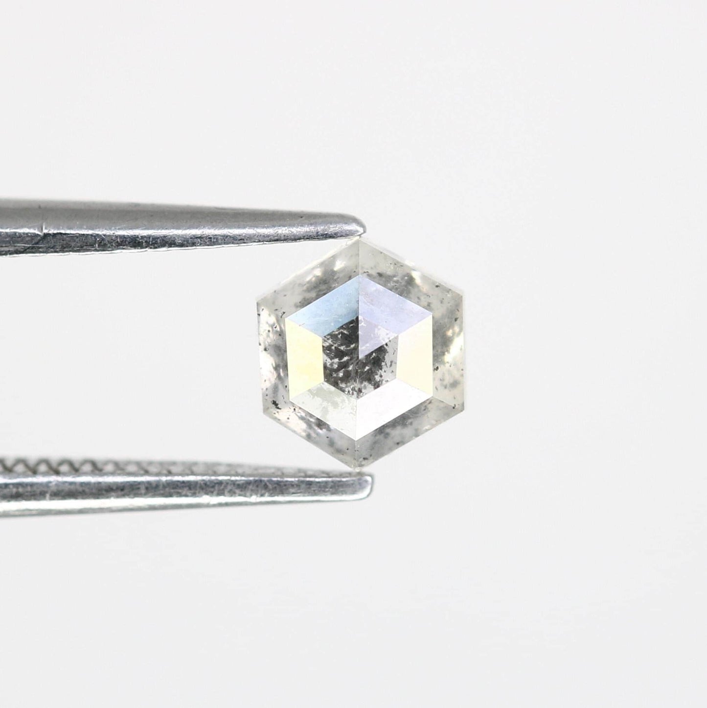 0.66 CT Earth Mined Diamond, Hexagon Salt and Pepper Diamond, Grey Color Loose Natural Diamond, Real Rose Cut Diamond For Anniversary Rings