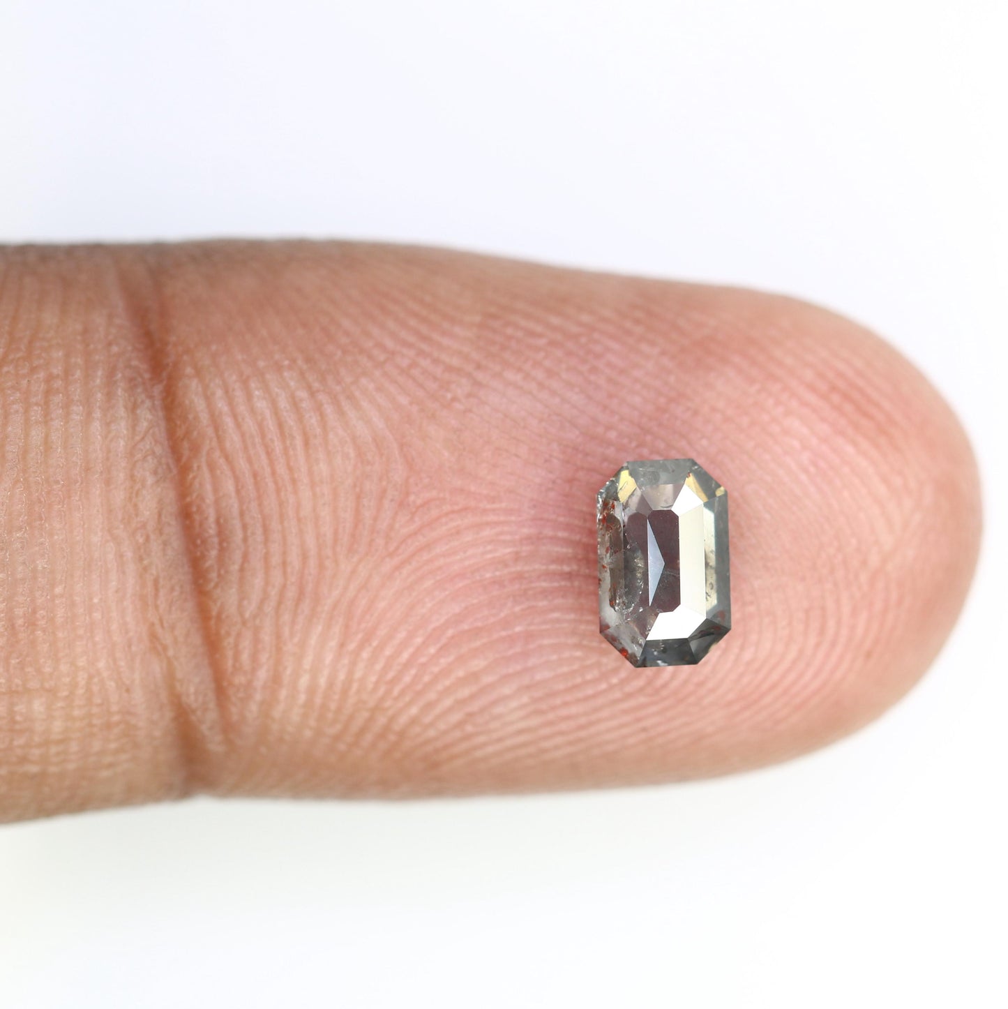 0.80 CT Emerald-Shaped Salt and Pepper Diamond | Unique Grey Gemstone | Loose Natural Stone for Custom Jewelry