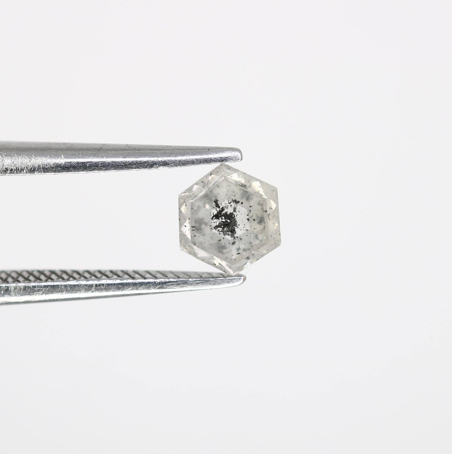 0.66 CT Earth Mined Diamond, Hexagon Salt and Pepper Diamond, Grey Color Loose Natural Diamond, Real Rose Cut Diamond For Anniversary Rings