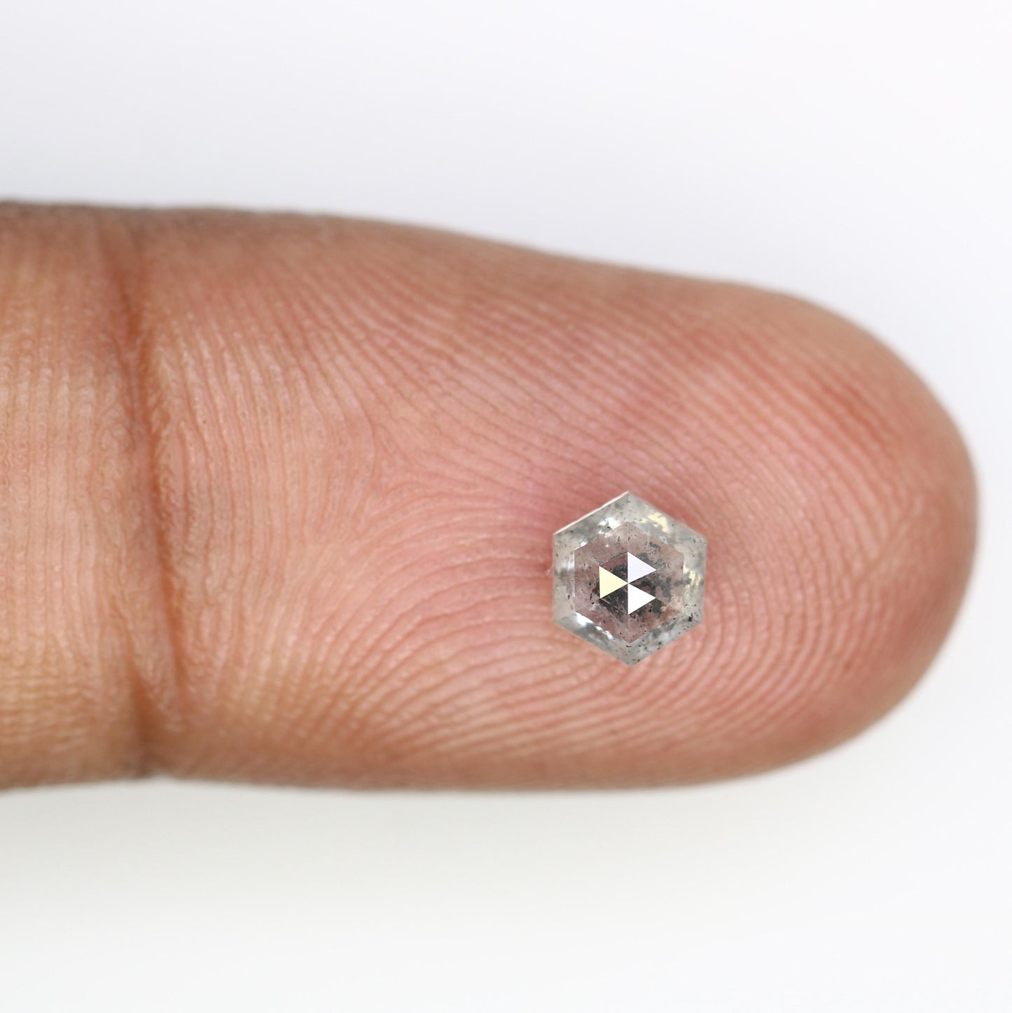 0.66 CT Earth Mined Diamond, Hexagon Salt and Pepper Diamond, Grey Color Loose Natural Diamond, Real Rose Cut Diamond For Anniversary Rings