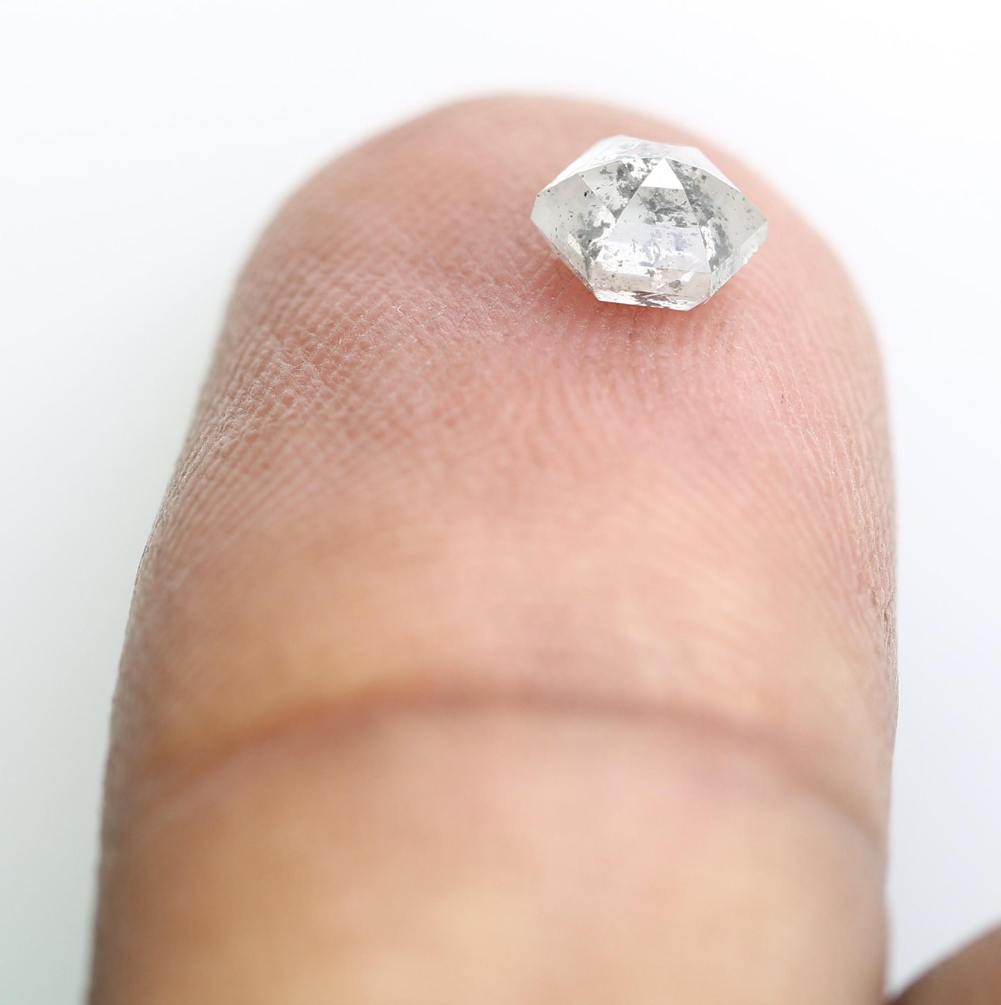 0.66 CT Earth Mined Diamond, Hexagon Salt and Pepper Diamond, Grey Color Loose Natural Diamond, Real Rose Cut Diamond For Anniversary Rings