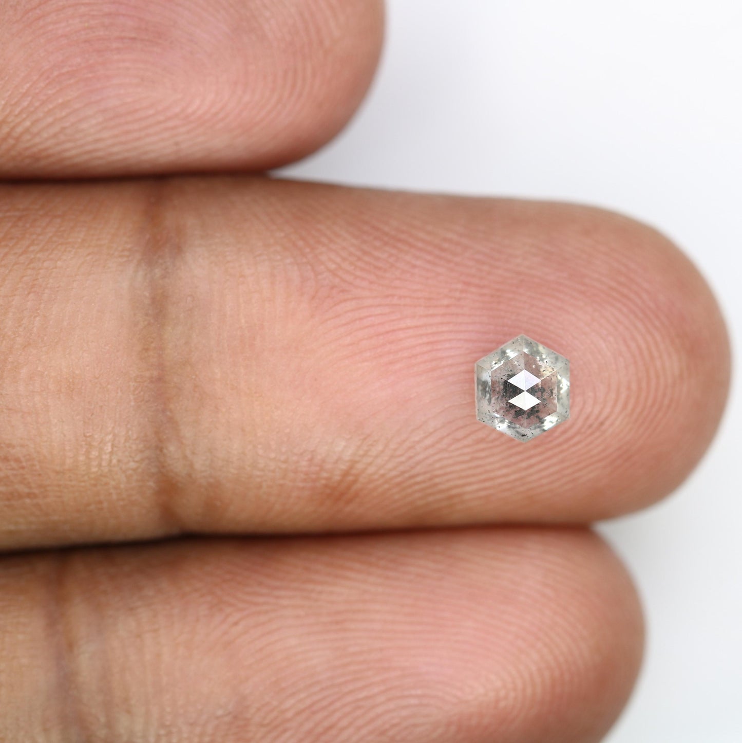 0.66 CT Earth Mined Diamond, Hexagon Salt and Pepper Diamond, Grey Color Loose Natural Diamond, Real Rose Cut Diamond For Anniversary Rings