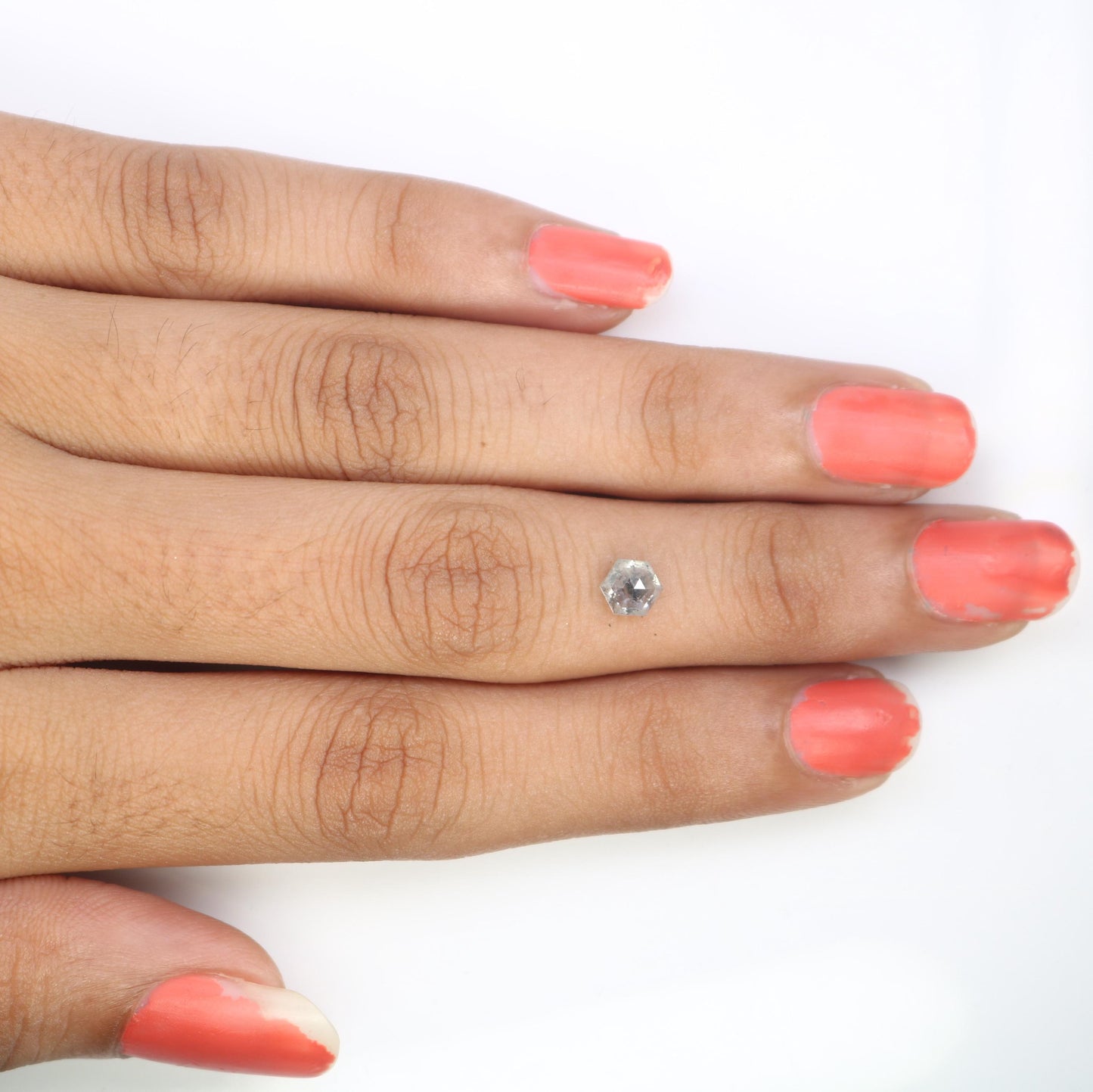 0.66 CT Earth Mined Diamond, Hexagon Salt and Pepper Diamond, Grey Color Loose Natural Diamond, Real Rose Cut Diamond For Anniversary Rings
