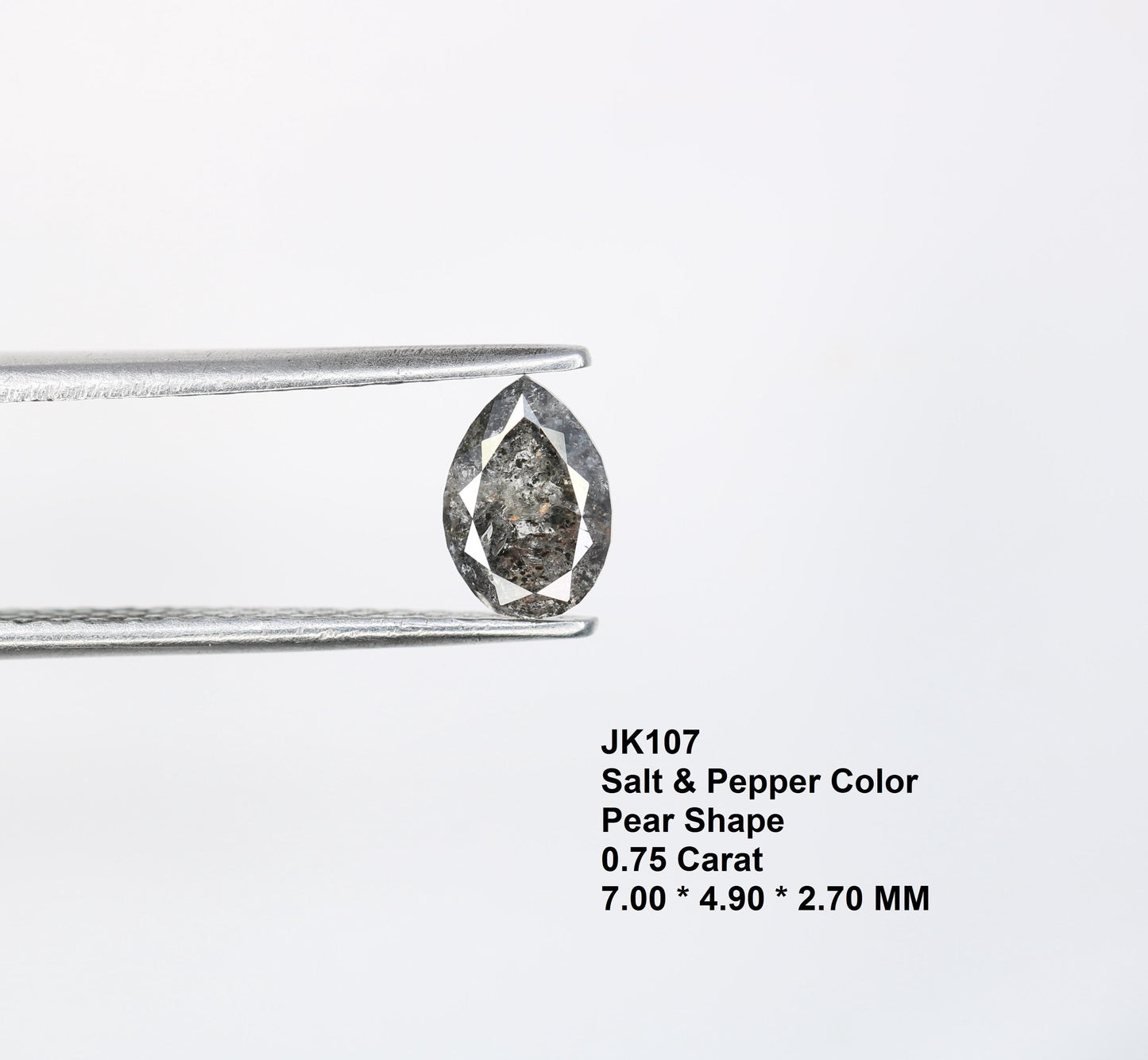 0.75 CT Unique Pear Shape Salt and Pepper Loose Diamond | Natural Conflict-Free Gemstone for Custom Engagement Rings | Artisan Craftsmanship