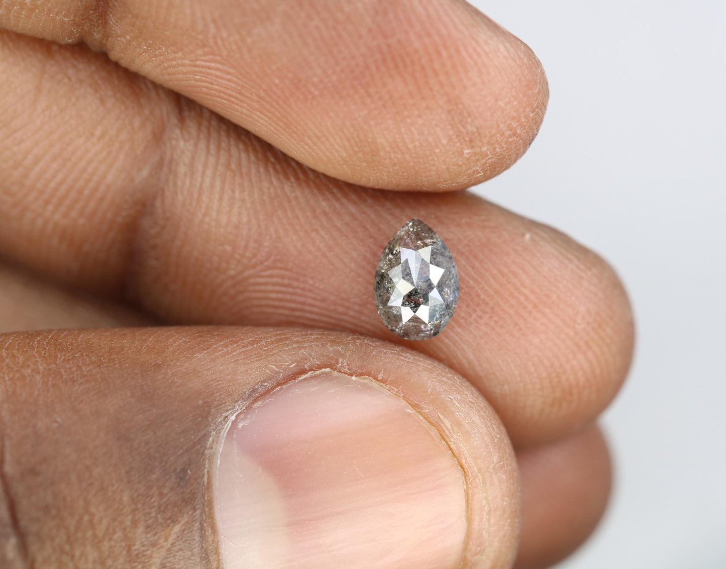 0.75 CT Unique Pear Shape Salt and Pepper Loose Diamond | Natural Conflict-Free Gemstone for Custom Engagement Rings | Artisan Craftsmanship