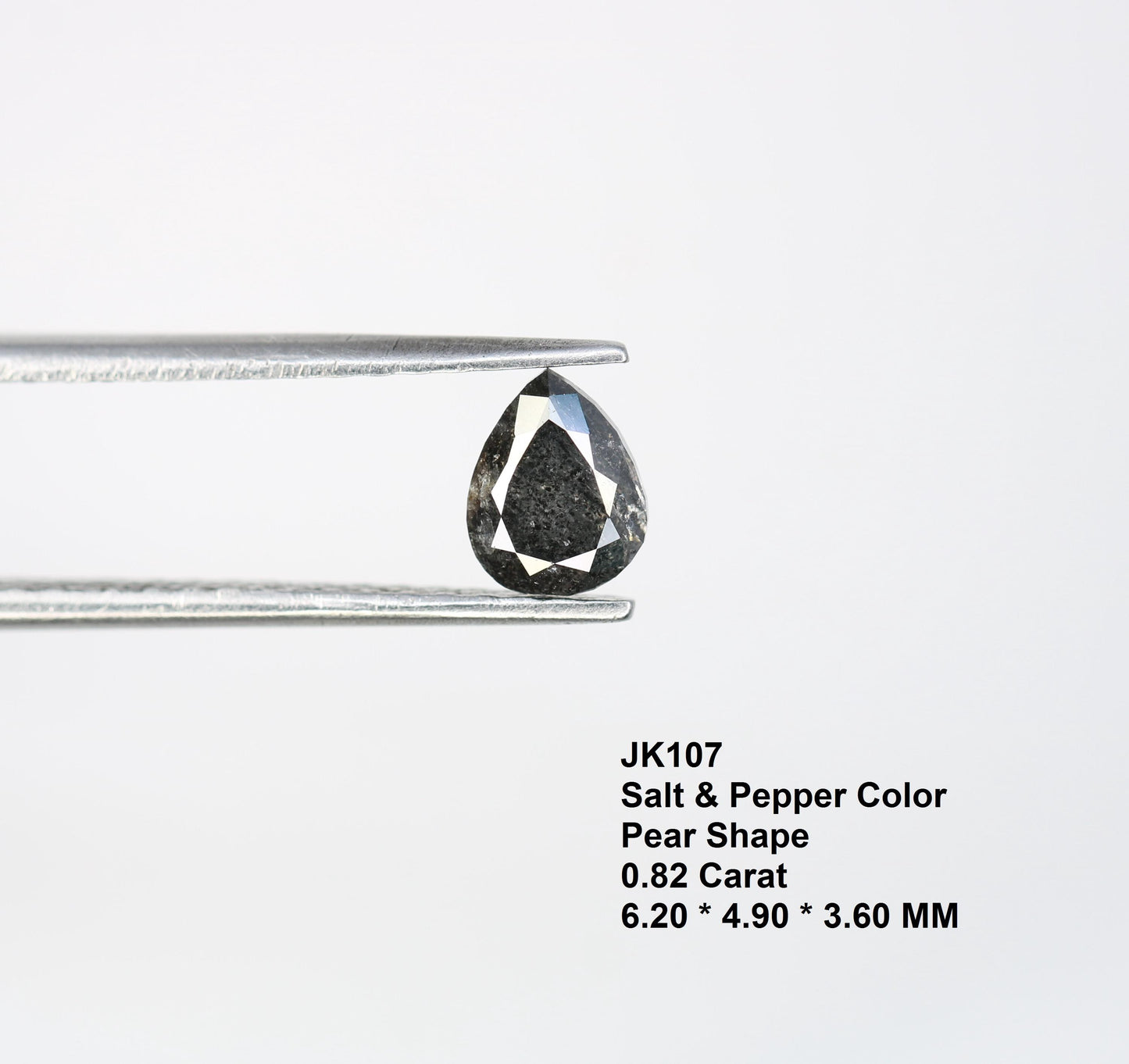 0.82 CT Elegant Pear Shape Salt and Pepper Loose Diamond | Ethical Natural Gemstone for Custom Jewelry & Engagements | One-of-a-Kind Sparkle