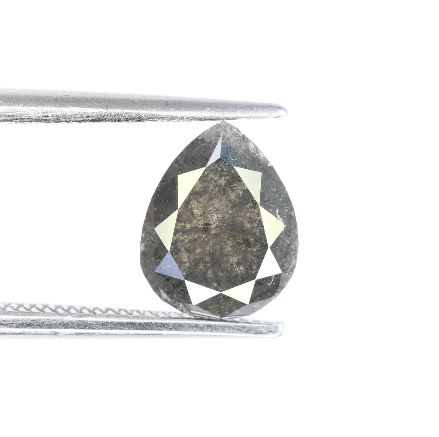 1.56 CT Natural Loose Pear Shape Diamond Salt And Pepper Pear Cut Diamond Natural Loose Black Grey Color Pear Rose Cut Diamond