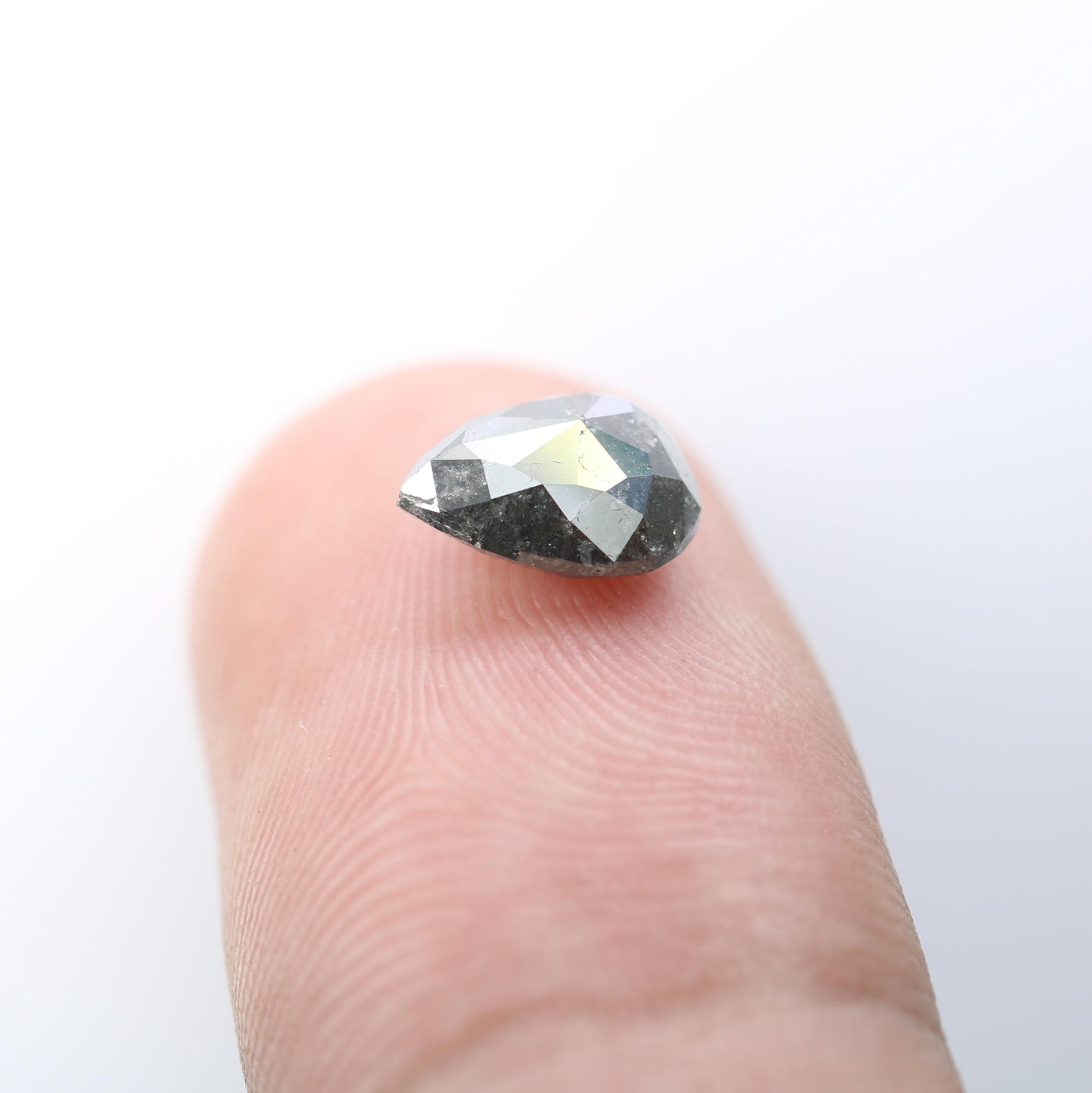 1.56 CT Natural Loose Pear Shape Diamond Salt And Pepper Pear Cut Diamond Natural Loose Black Grey Color Pear Rose Cut Diamond