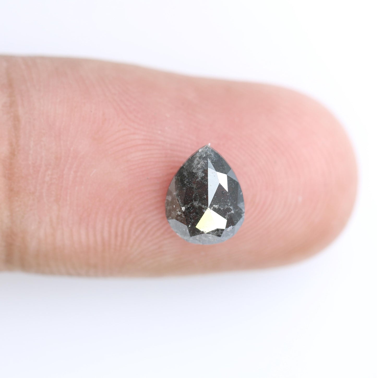 1.56 CT Natural Loose Pear Shape Diamond Salt And Pepper Pear Cut Diamond Natural Loose Black Grey Color Pear Rose Cut Diamond