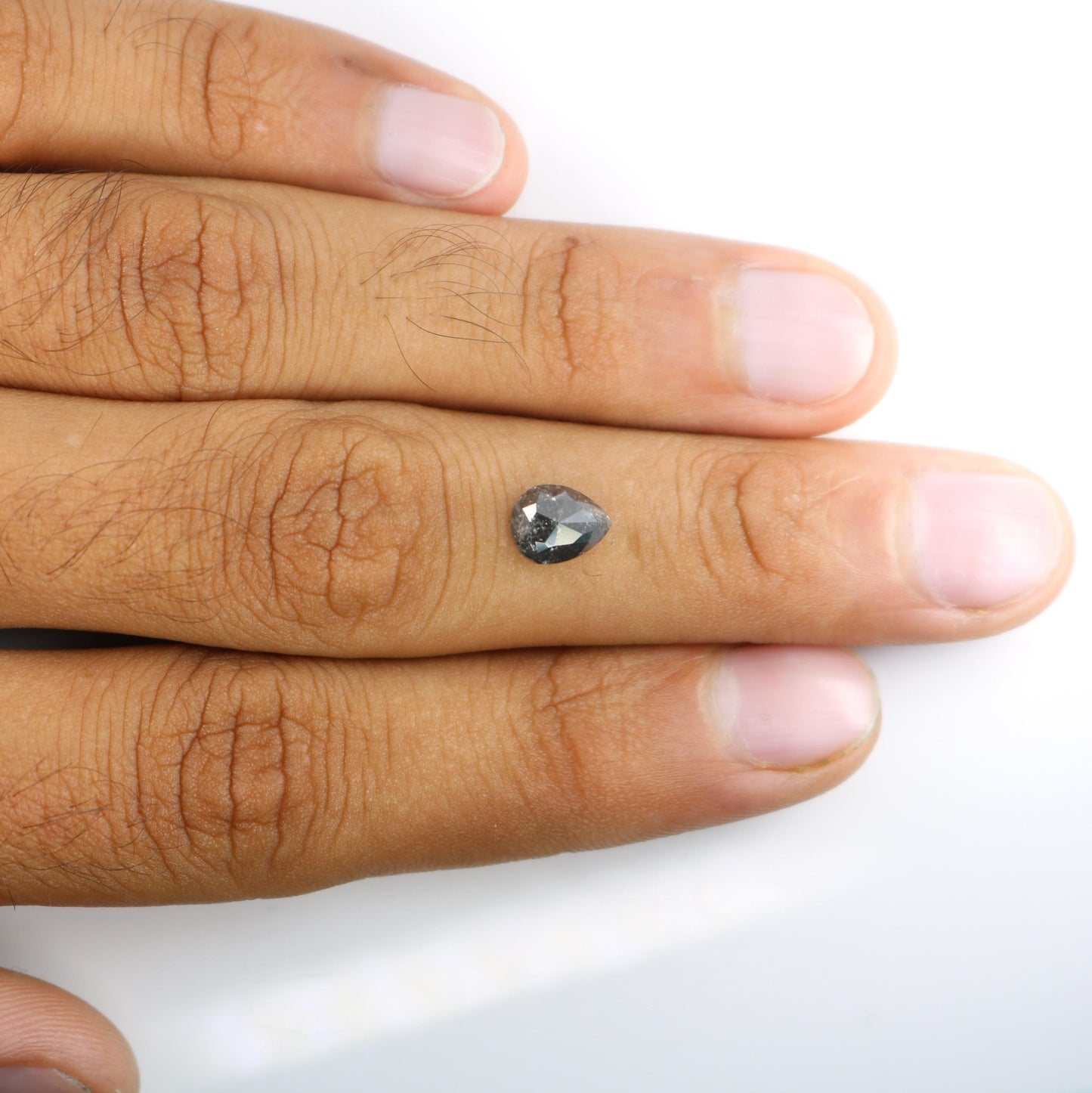 1.56 CT Natural Loose Pear Shape Diamond Salt And Pepper Pear Cut Diamond Natural Loose Black Grey Color Pear Rose Cut Diamond