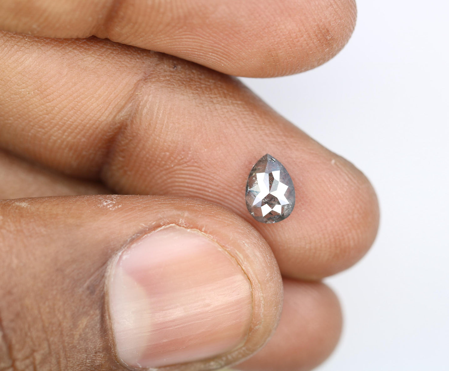 0.77 CT Natural Pear Shape Salt and Pepper Diamond | Loose Conflict-Free Gemstone for Engagement Rings | Unique Artisan Jewelry
