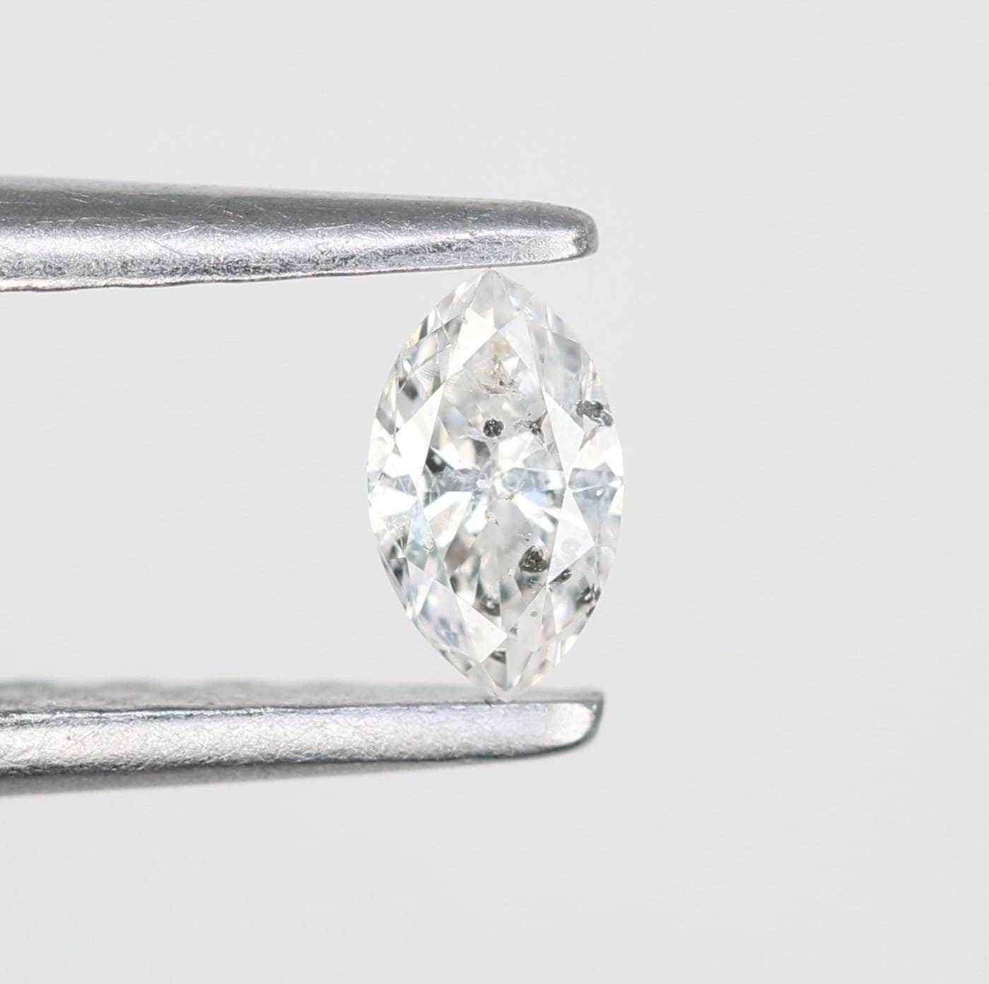 0.14 CT Stunning Marquise Shape Salt and Pepper Diamond - Natural Gemstone for Unique Engagement Rings