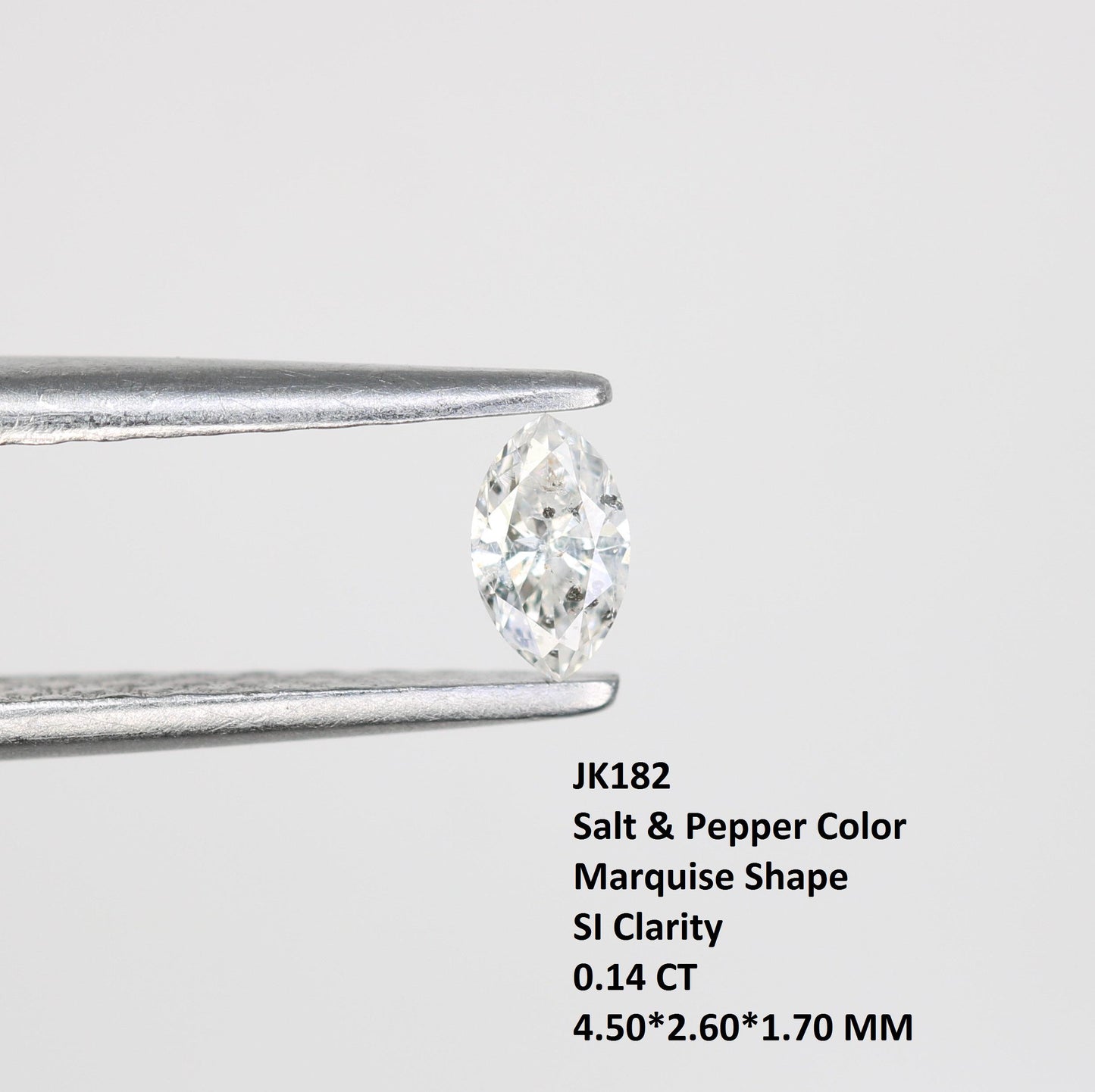 0.14 CT Stunning Marquise Shape Salt and Pepper Diamond - Natural Gemstone for Unique Engagement Rings