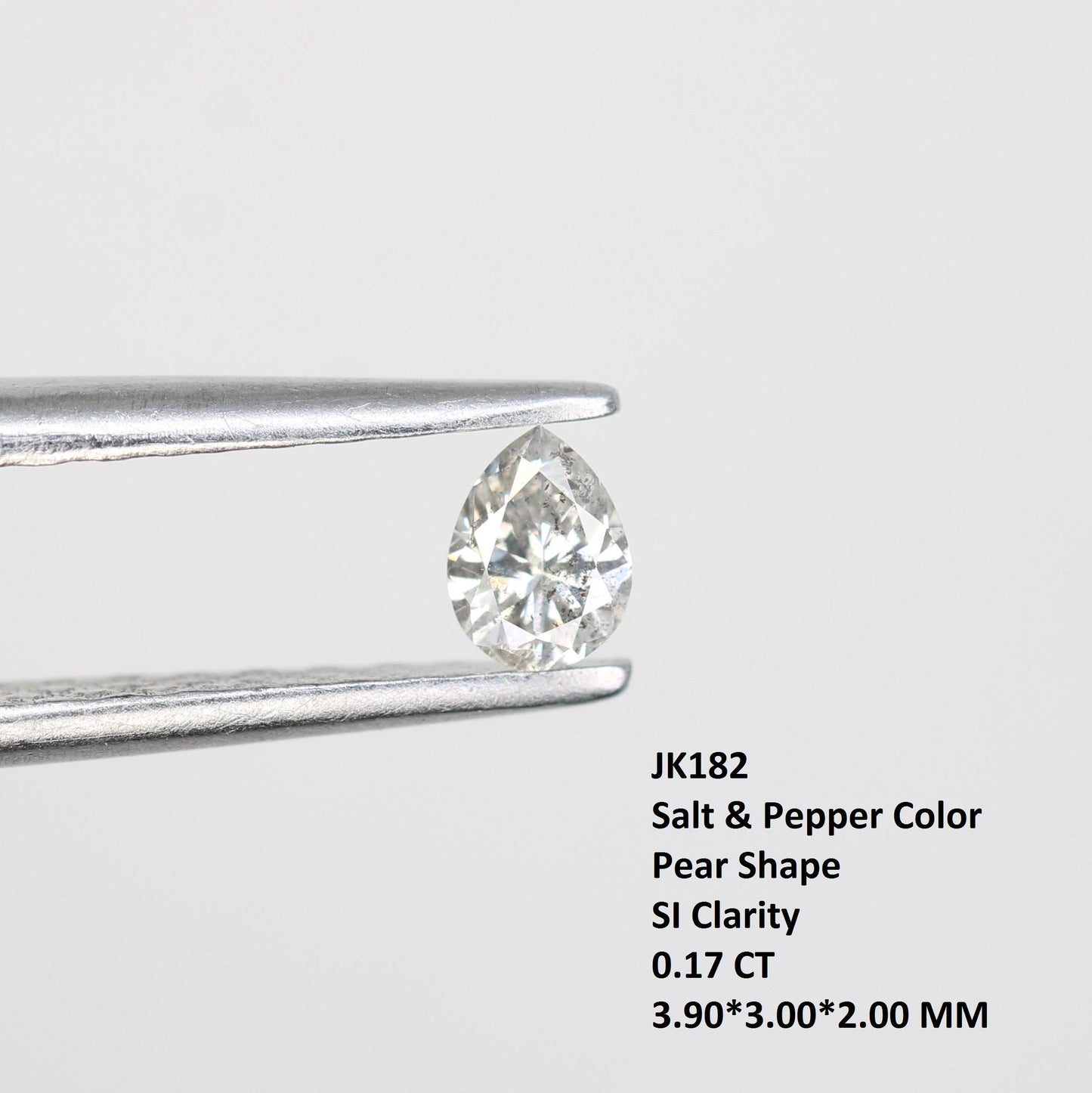 0.17 CT Stunning White Pear Shape Salt and Pepper Diamond - Natural Loose Gemstone Ideal for Engagement Rings and Unique Jewelry Creations.