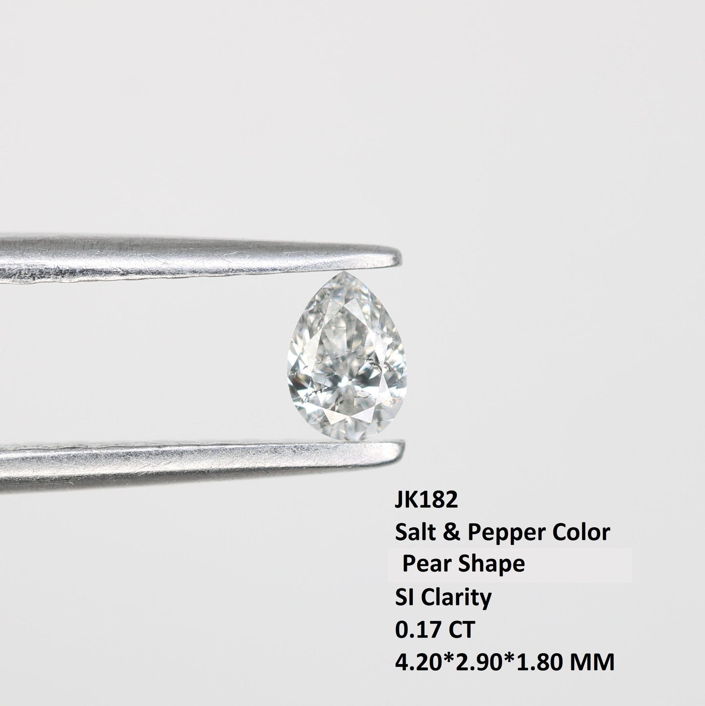 0.17 CT Unique Pear Shape Salt and Pepper Diamond - Natural White Loose Gemstone Perfect for Custom Rings and One-of-a-Kind Jewelry Pieces.