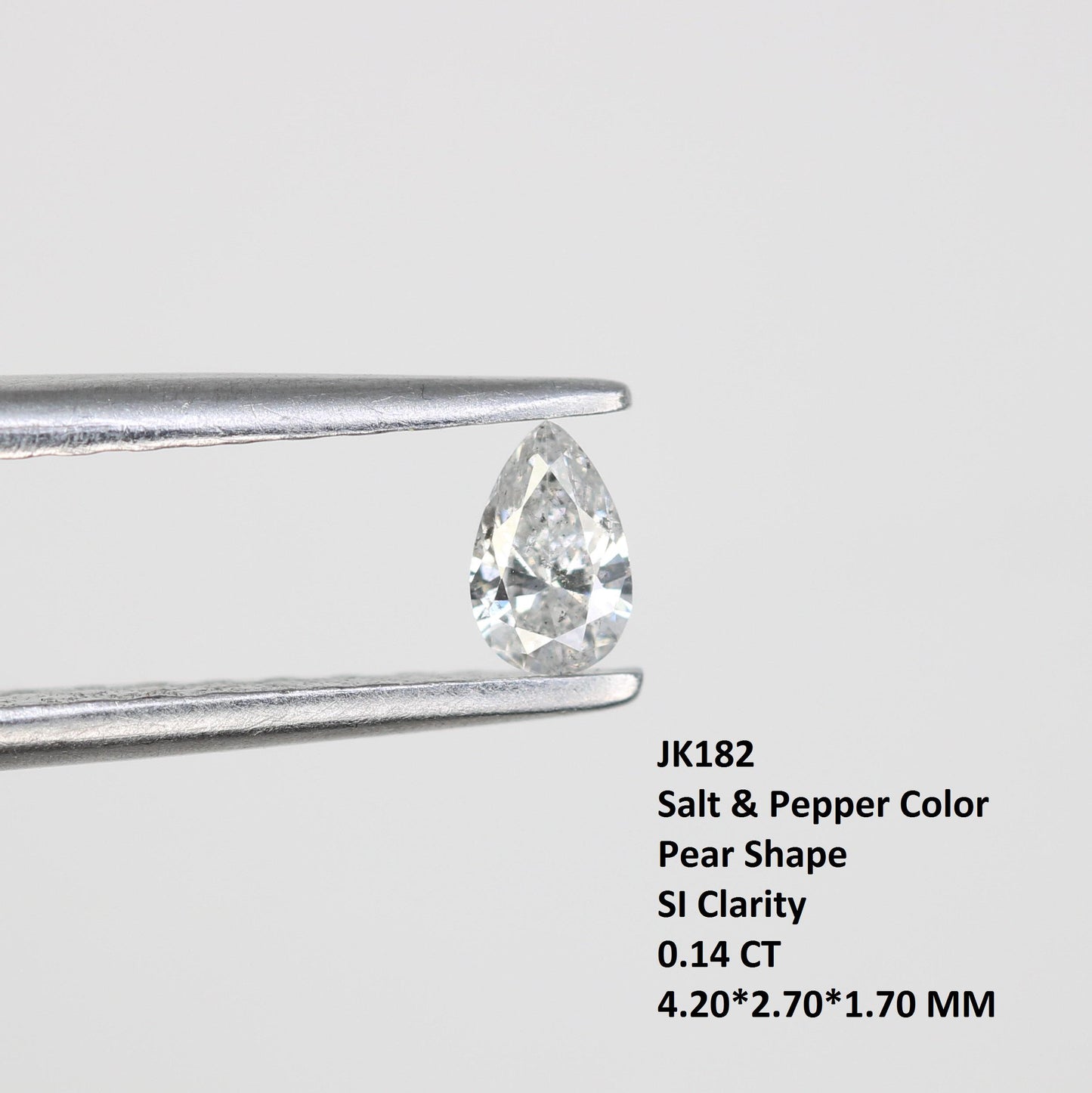 0.14 CT Pear Shape Salt and Pepper Diamond - Natural White Loose Gemstone Ideal for Engagement Rings and Artisan Jewelry Design.