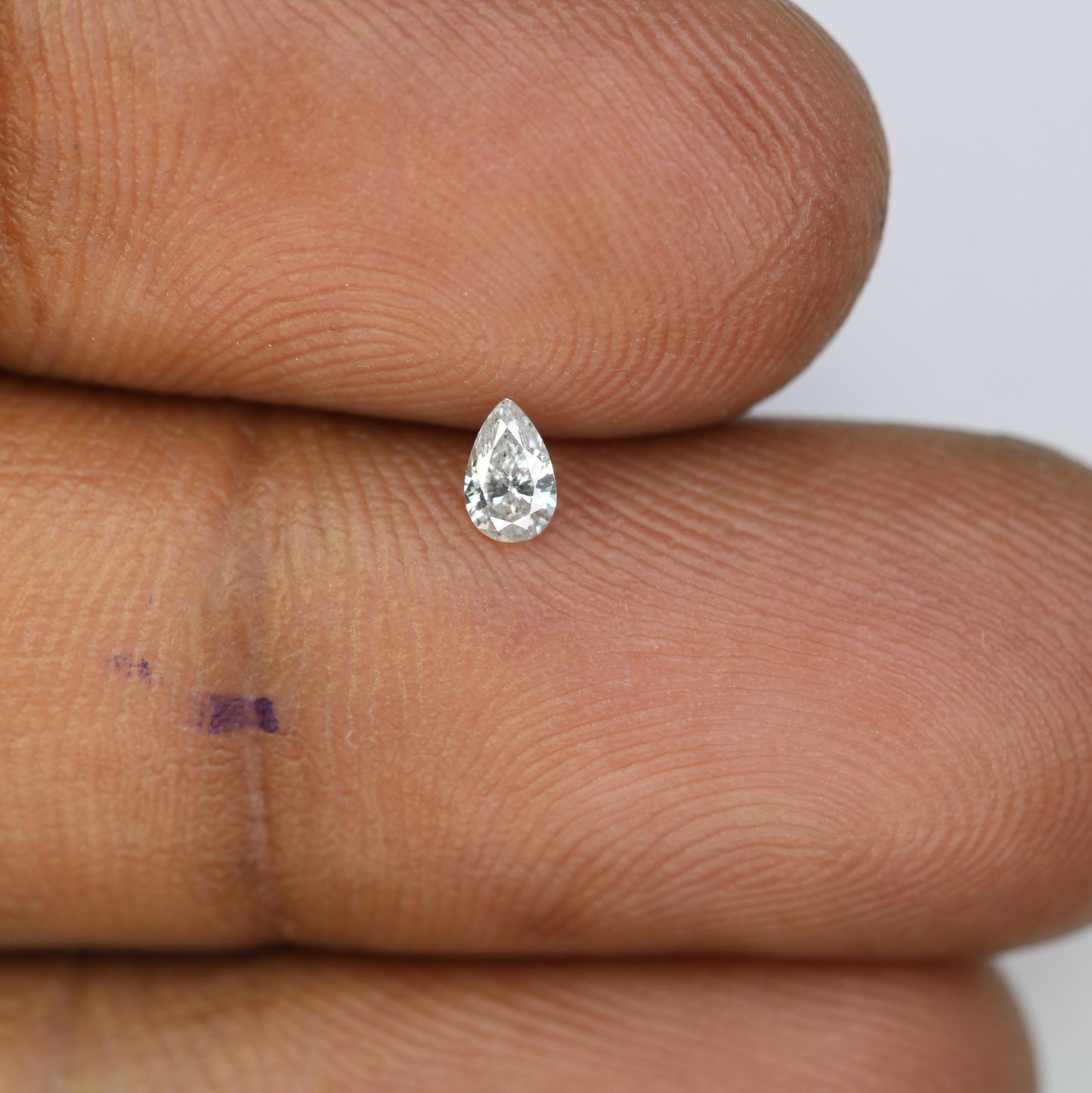 0.14 CT Pear Shape Salt and Pepper Diamond - Natural White Loose Gemstone Ideal for Engagement Rings and Artisan Jewelry Design.