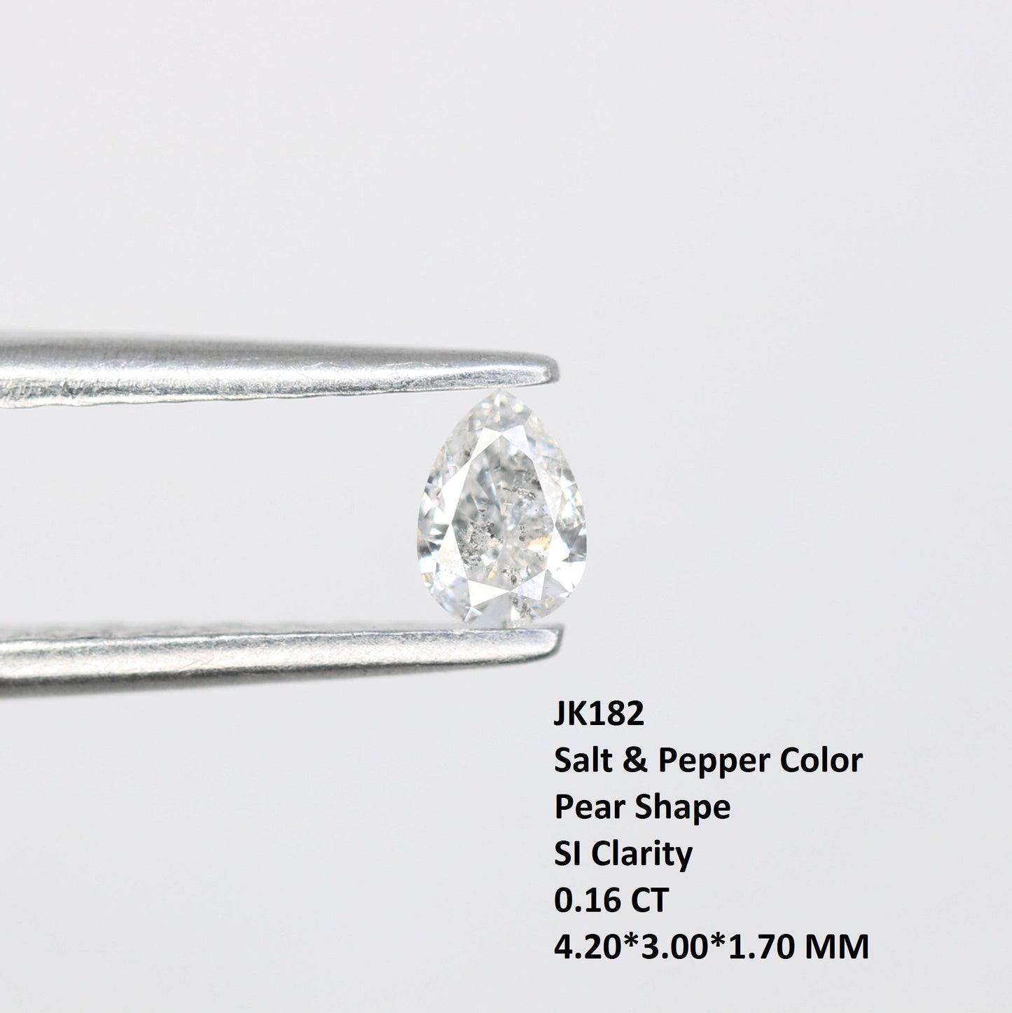 0.16 CT Natural Loose Pear Shape Diamond Salt And Pepper Pear Cut Diamond Natural Black Grey Diamond Pear Rose Cut Diamond