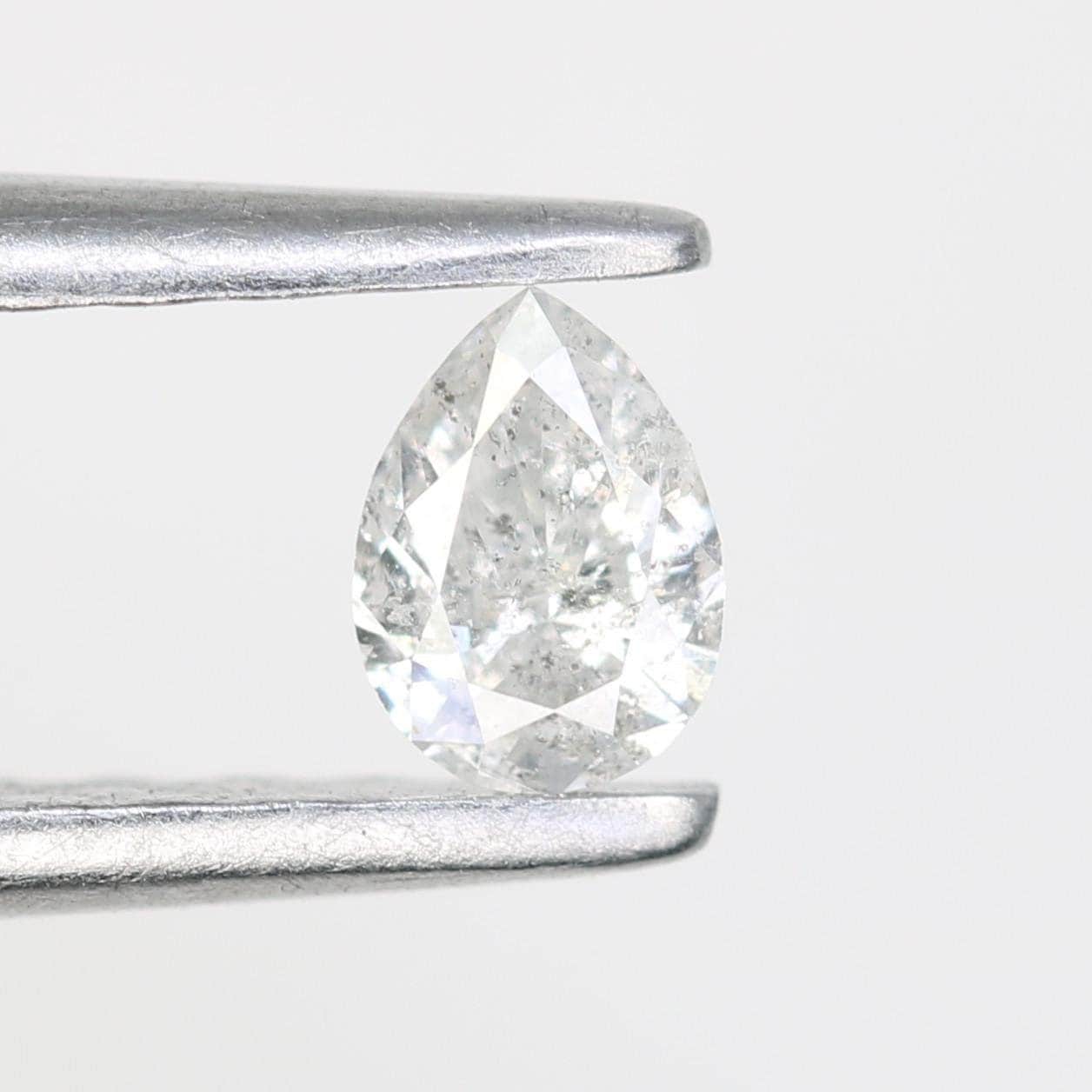 0.17 Carat Pear Shape Salt and Pepper Diamond - Natural White Loose Gemstone for Engagement Ring