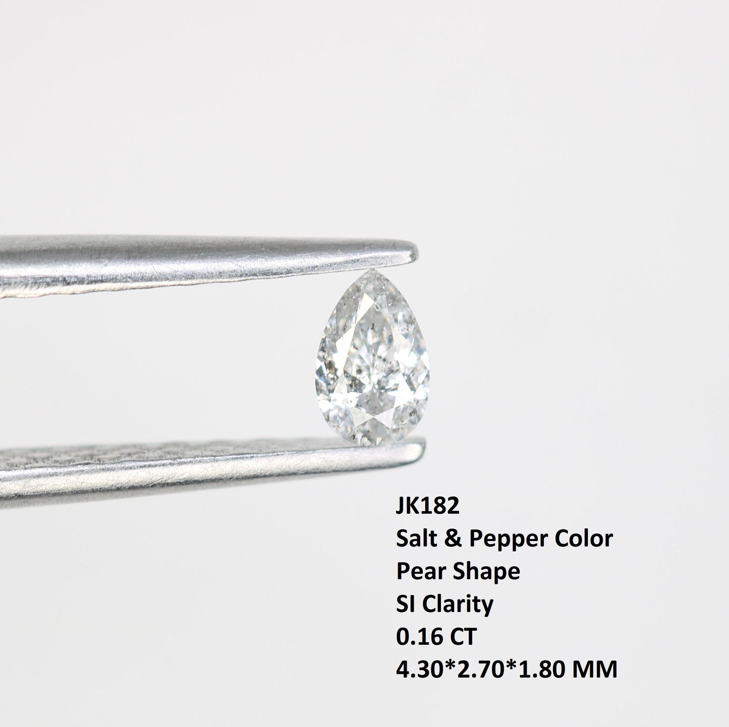 0.16 Carat Premium Quality Pear Shape Salt and Pepper Natural Diamond - Stunning Rose Cut Gemstone