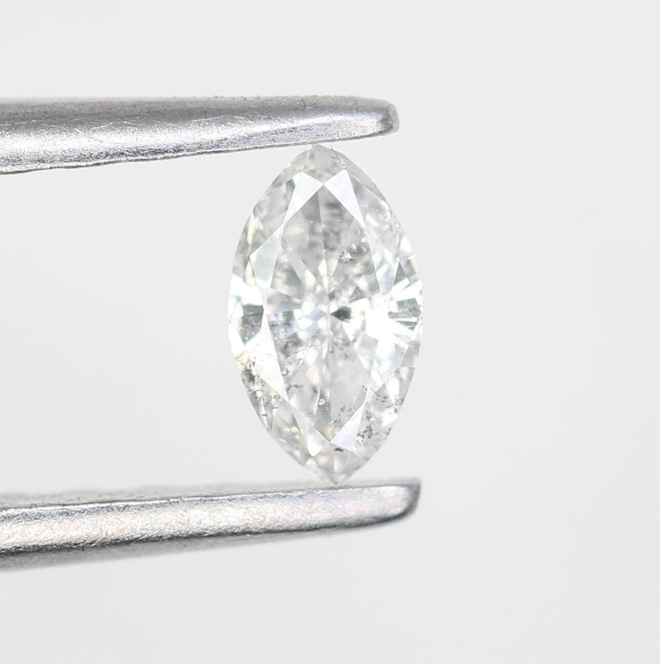 0.14 CT Natural Loose Marquise Shape Diamond Salt And Pepper Marquise Rose Cut Diamond Black Grey Color Marquise Cut Diamond