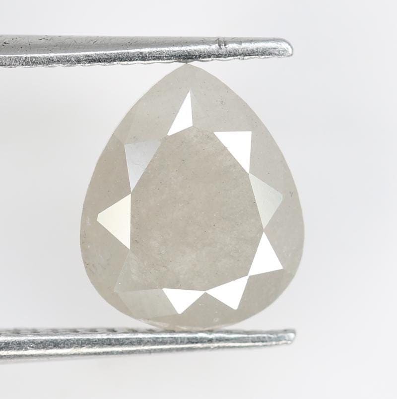 1.51 Carat Natural Grey Pear-Shaped Diamond | 8.80x7.30x2.90mm Opaque Loose Gemstone | Unique Grey Diamond