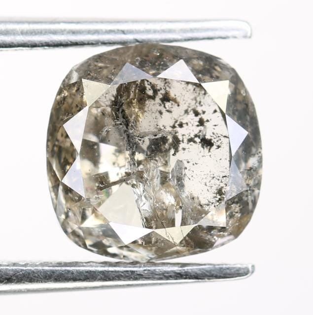 2.29 Carat Natural Salt and Pepper Cushion-Shaped Diamond | 7.50x7.40x4.40mm Opaque Loose Gemstone | Unique Cushion Cut Diamond