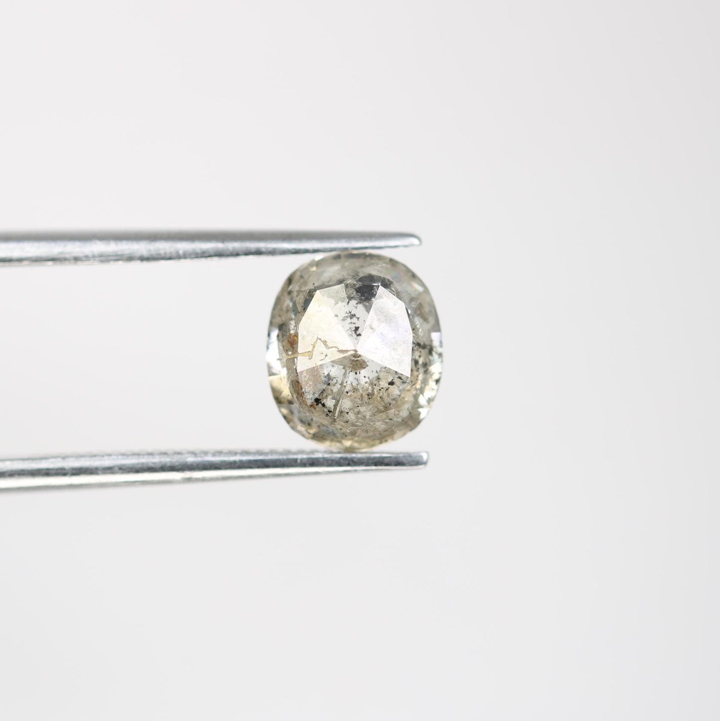1.74 Carat Natural Salt and Pepper Oval-Shaped Diamond | 7.50x6.60x4.00mm Opaque Loose Gemstone | Unique Oval Cut Diamond