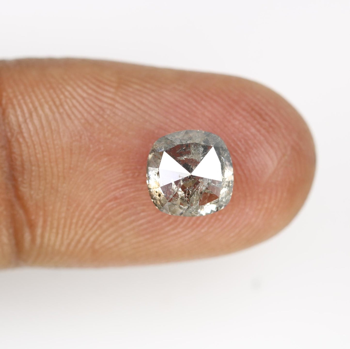 2.29 Carat Natural Salt and Pepper Cushion-Shaped Diamond | 7.50x7.40x4.40mm Opaque Loose Gemstone | Unique Cushion Cut Diamond