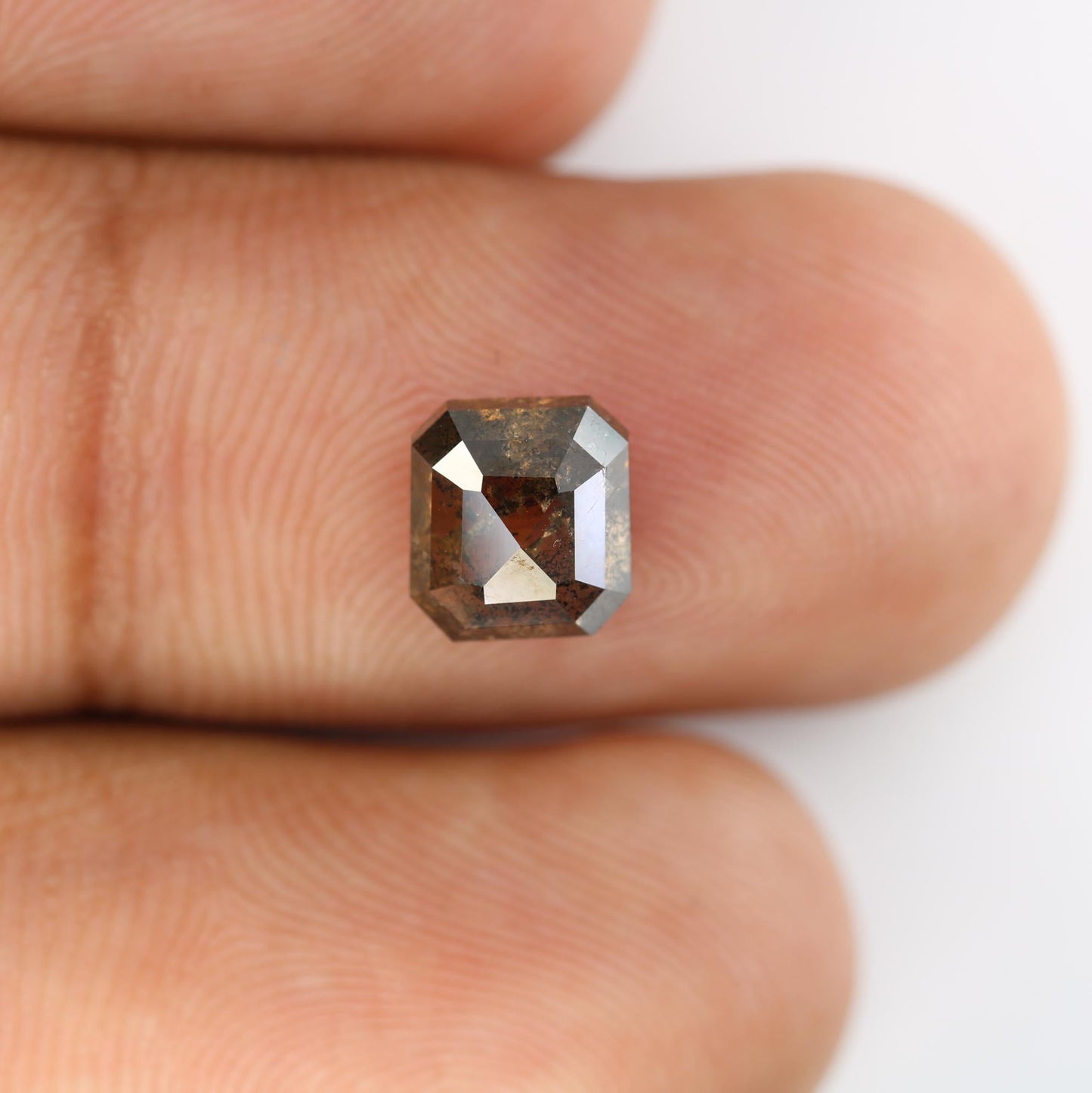 2.18 Carat Natural Salt and Pepper Emerald-Shaped Diamond | 7.00x6.40x4.40mm Opaque Loose Gemstone | Unique Emerald Cut Diamond