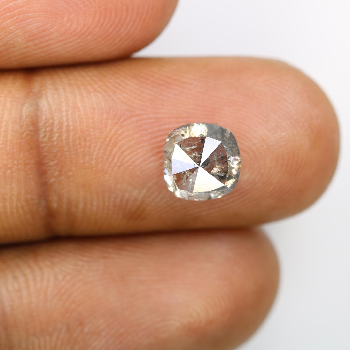 2.29 Carat Natural Salt and Pepper Cushion-Shaped Diamond | 7.50x7.40x4.40mm Opaque Loose Gemstone | Unique Cushion Cut Diamond