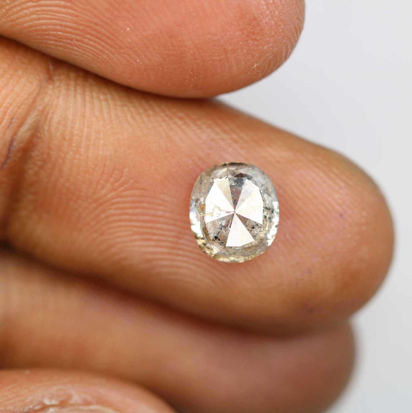 1.74 Carat Natural Salt and Pepper Oval-Shaped Diamond | 7.50x6.60x4.00mm Opaque Loose Gemstone | Unique Oval Cut Diamond
