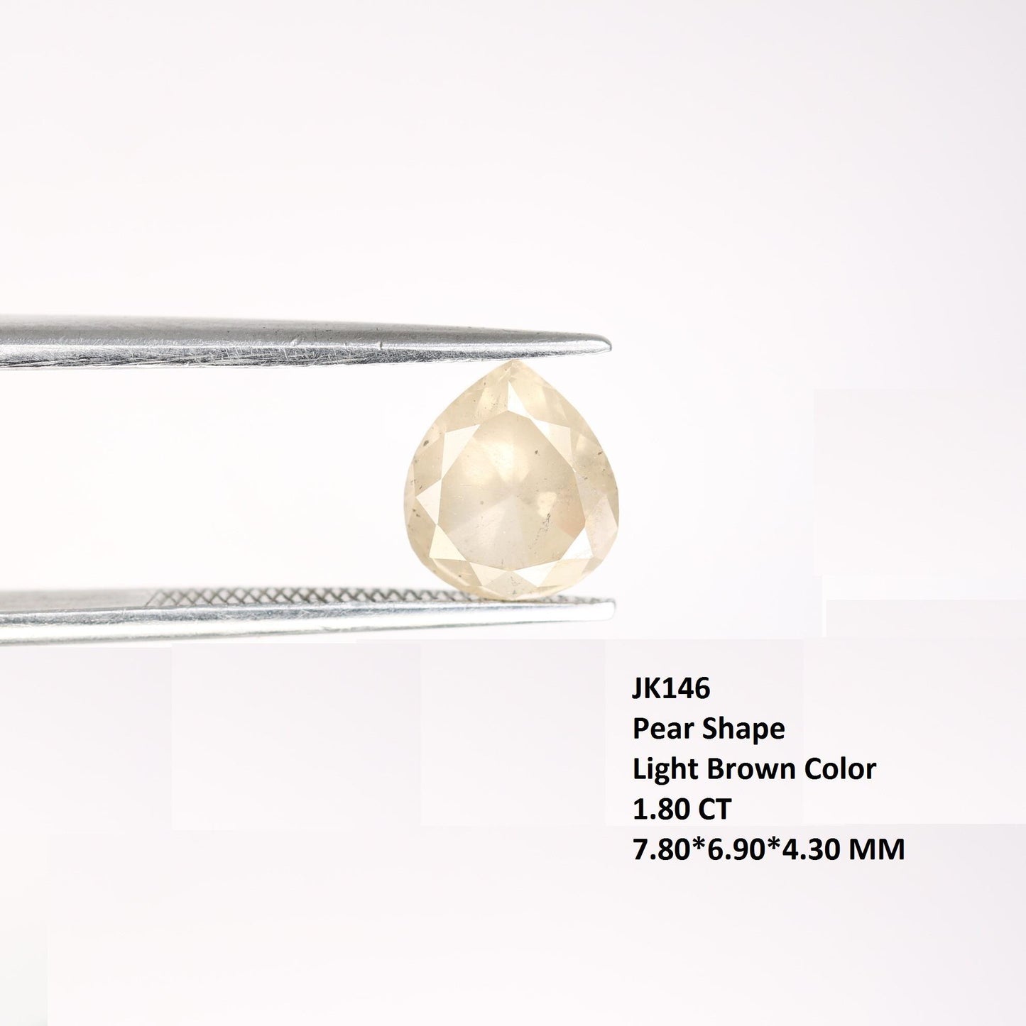 1.80 Carat Natural Light Brown Pear-Shaped Diamond | 7.80x6.90x4.30mm Opaque Loose Gemstone | Unique Light Brown Diamond