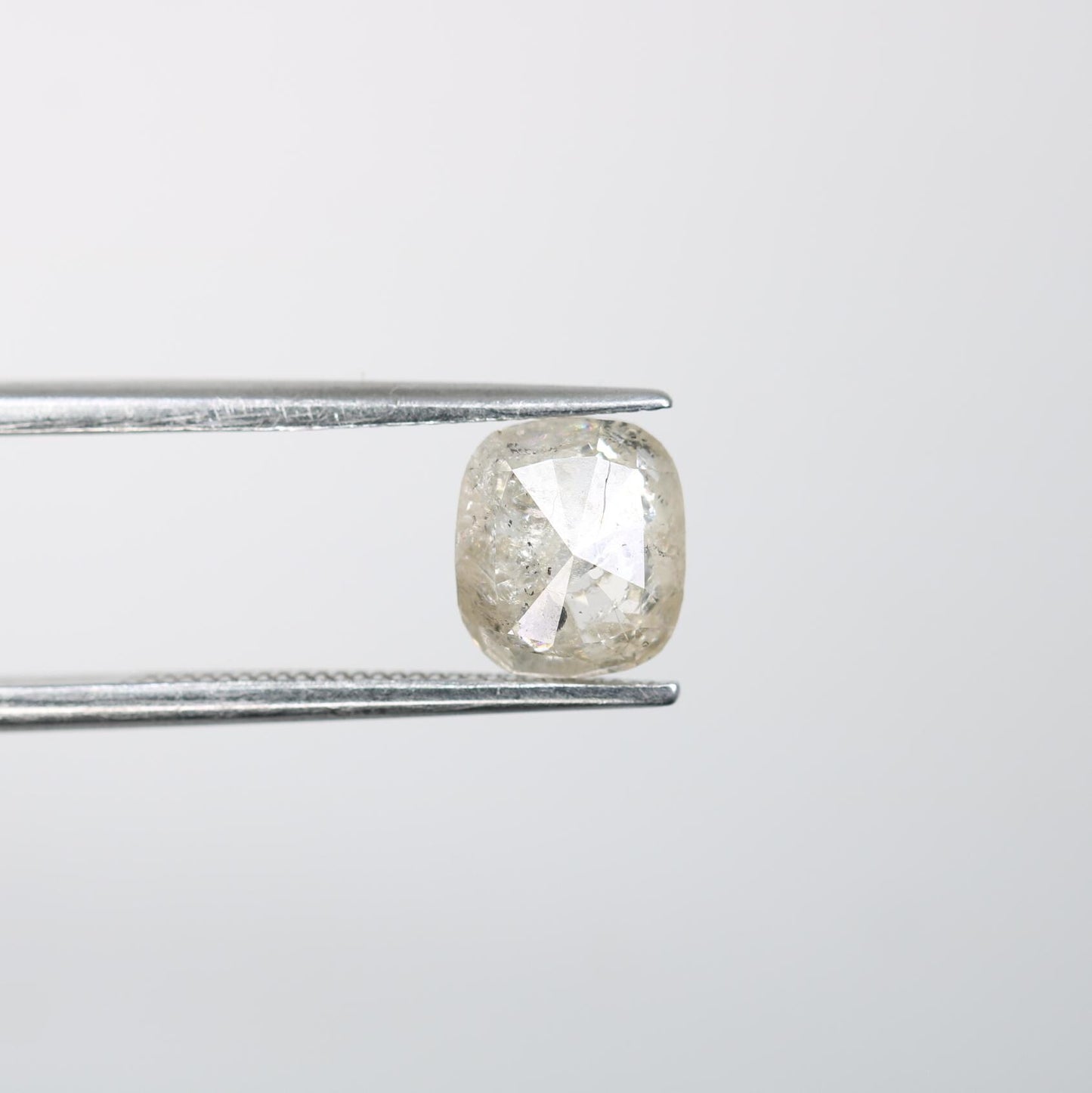 1.53 Carat Natural Salt and Pepper Cushion-Shaped Diamond | 7.10x6.20x3.50mm Opaque Loose Gemstone | Unique Cushion Cut Diamond