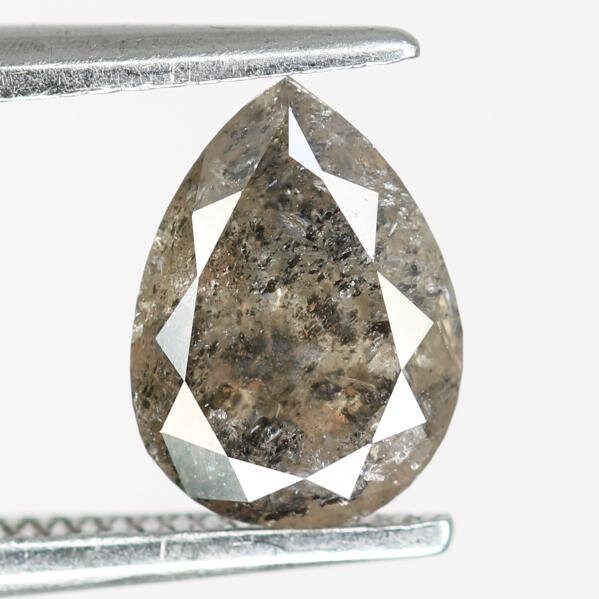 0.86 Carat Natural Salt and Pepper Pear-Shaped Diamond | 7.60x5.60x2.70mm Opaque Loose Gemstone | Unique Pear Cut Diamond
